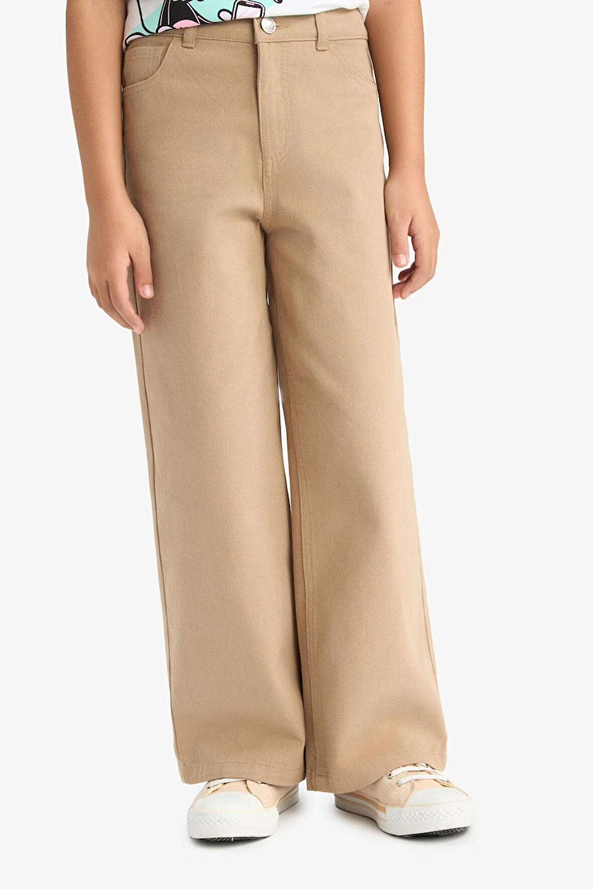 Kız Çocuk Okula Dönüş Wide Leg Geniş Paça Pamuklu Pantolon