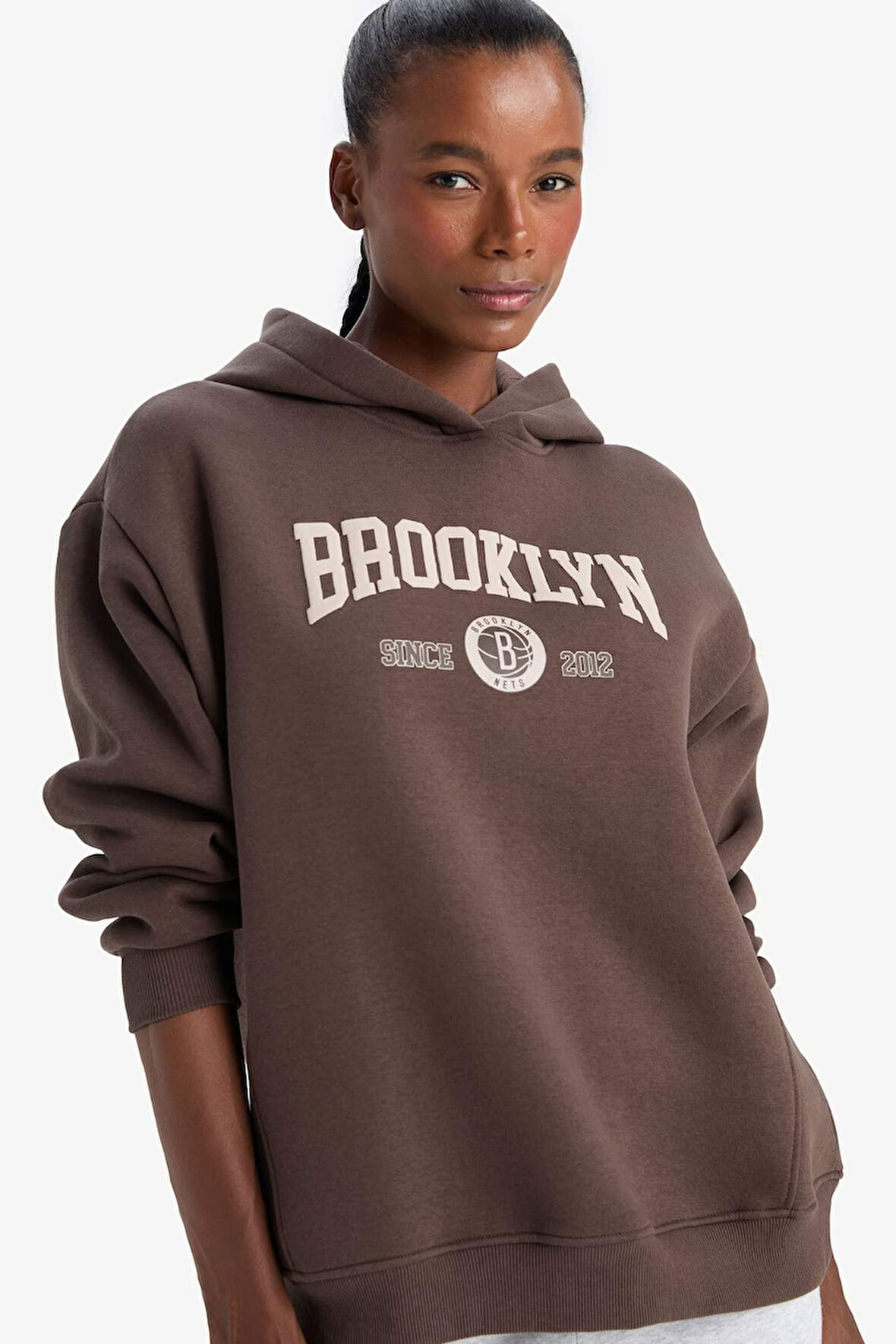DeFactoFit NBA Brooklyn Nets Oversize Fit Kapüşonlu Sporcu Sweatshirt
