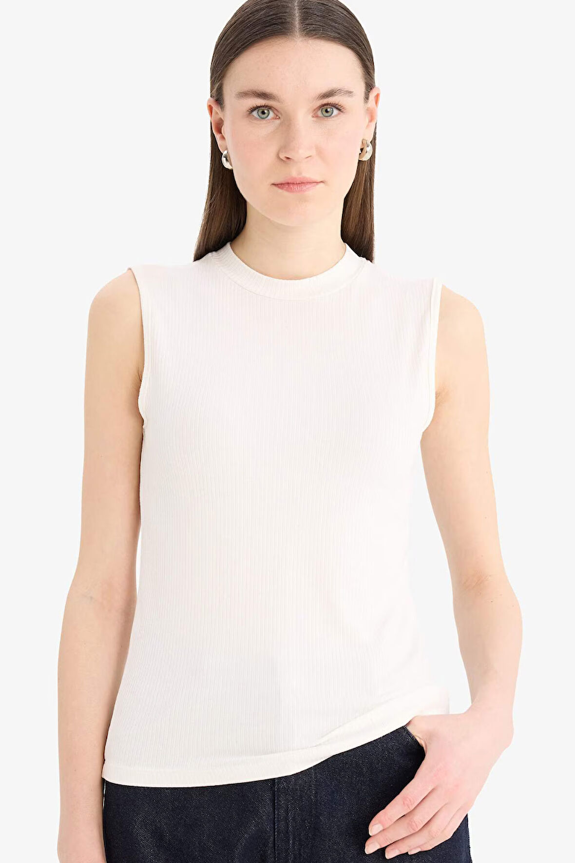DeFacto Regular Fit Fitilli Kaşkorse Kolsuz Tesettür Tunik F3610AX25SMER105
