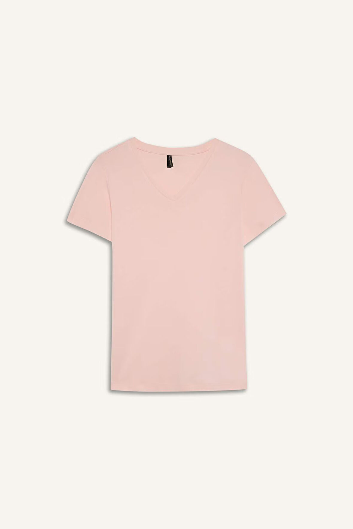 Slim Fit Dar Kesim V Yaka Basic Düz Ribana Kısa Kollu Tişört