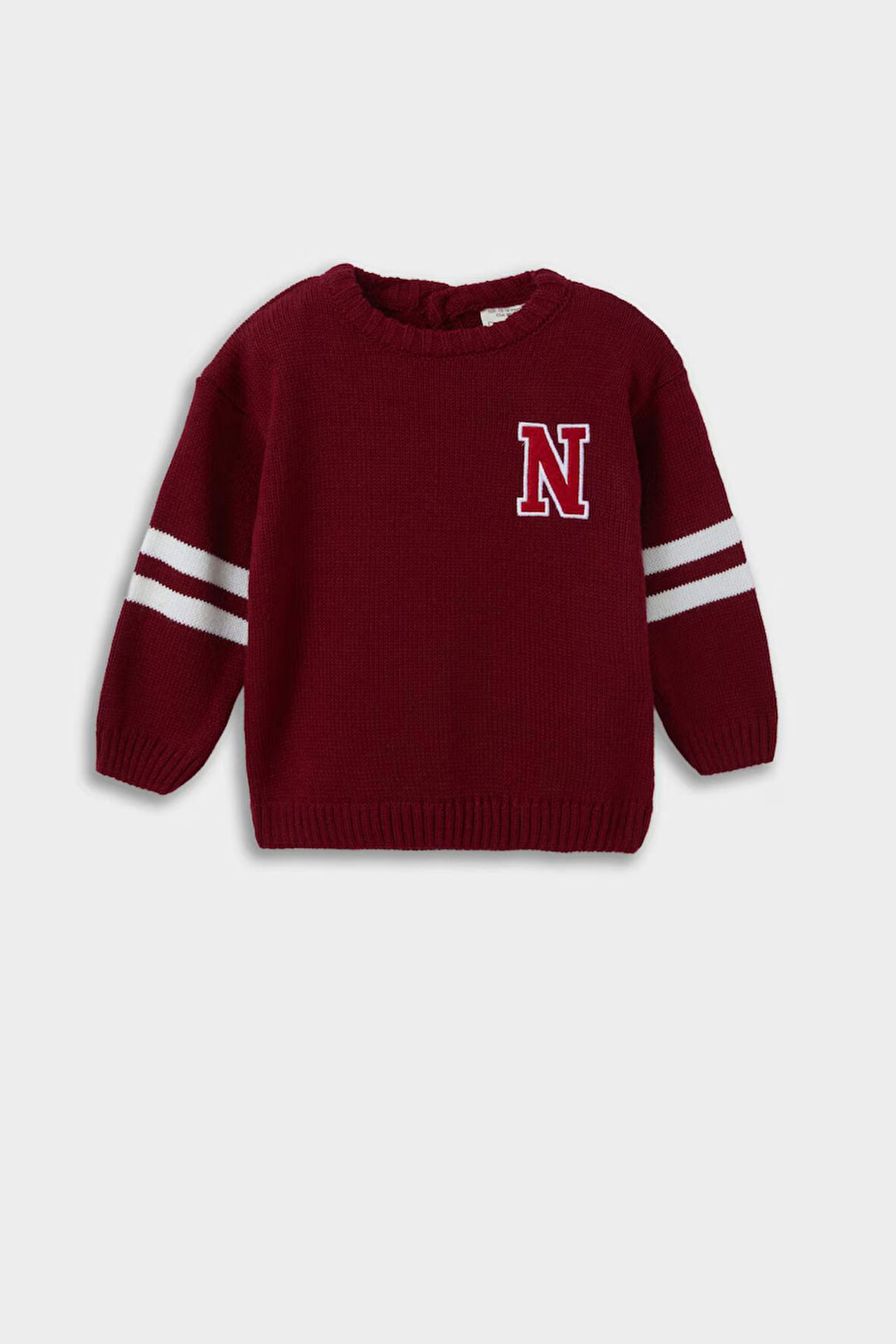 Erkek Bebek Bisiklet Yaka Baskılı Kazak