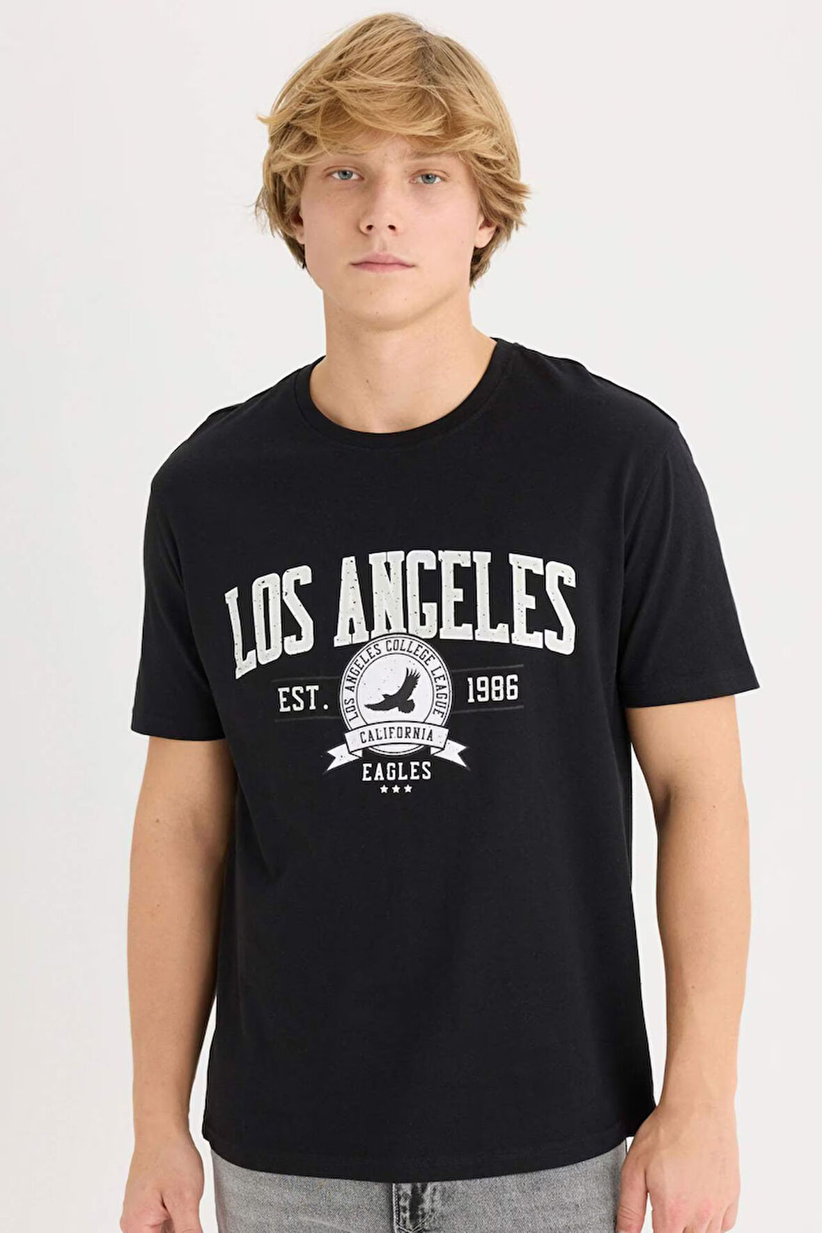 DeFacto %100 Pamuk Regular Fit Bisiklet Yaka Baskılı Kısa Kollu Tişört D5577AX25SPBK81