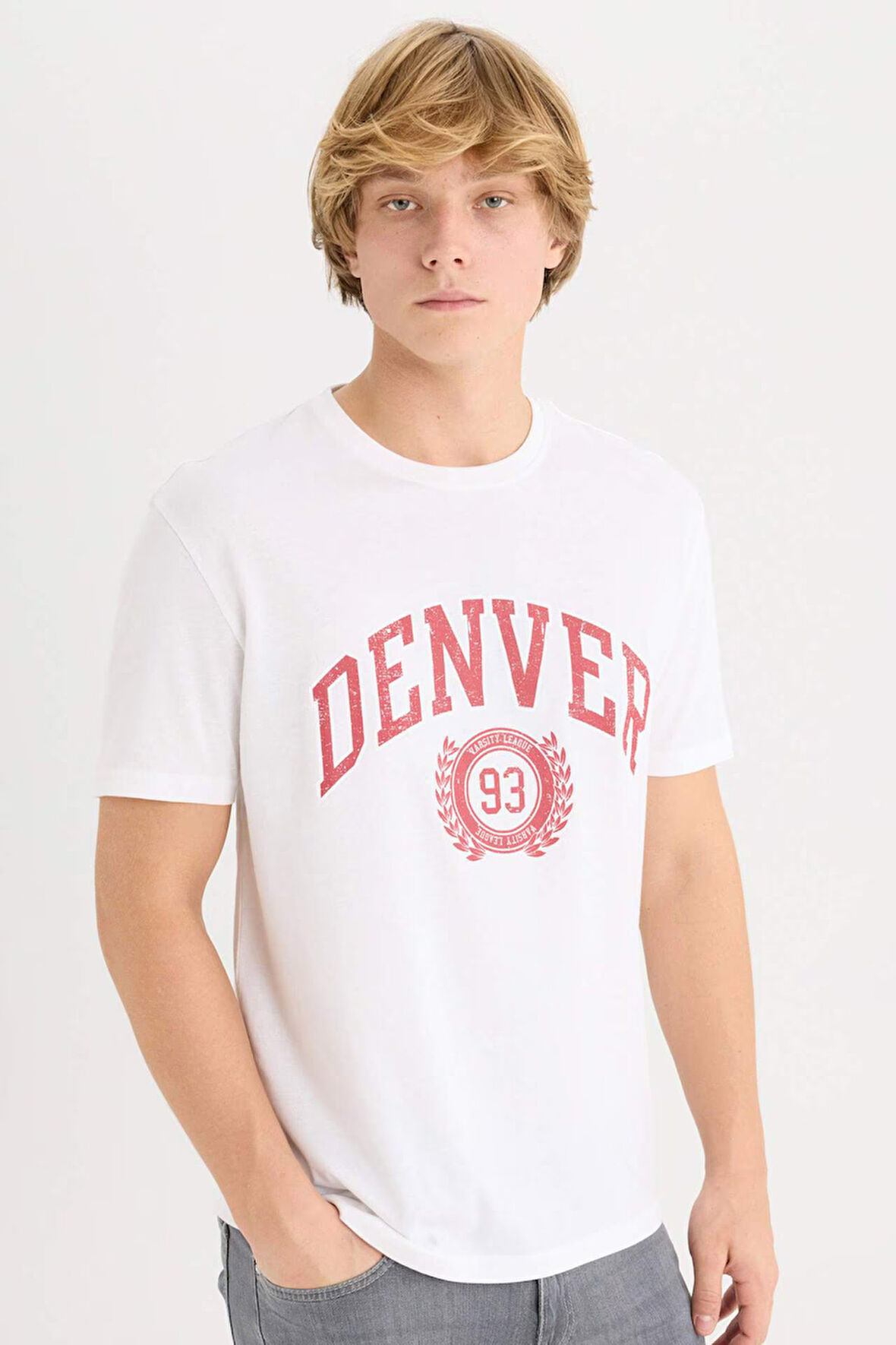 DeFacto %100 Pamuk Regular Fit Bisiklet Yaka Baskılı Kısa Kollu Tişört D5576AX25SPER105