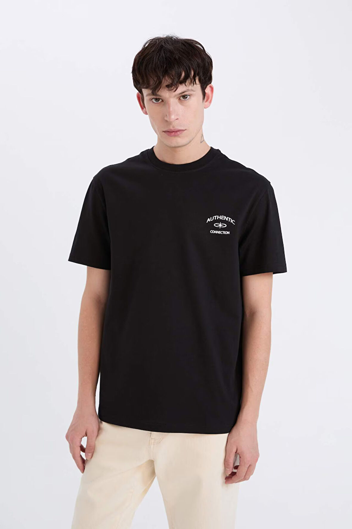 DeFacto %100 Pamuk Regular Fit Bisiklet Yaka Baskılı Kısa Kollu Tişört D5561AX25SPBK81