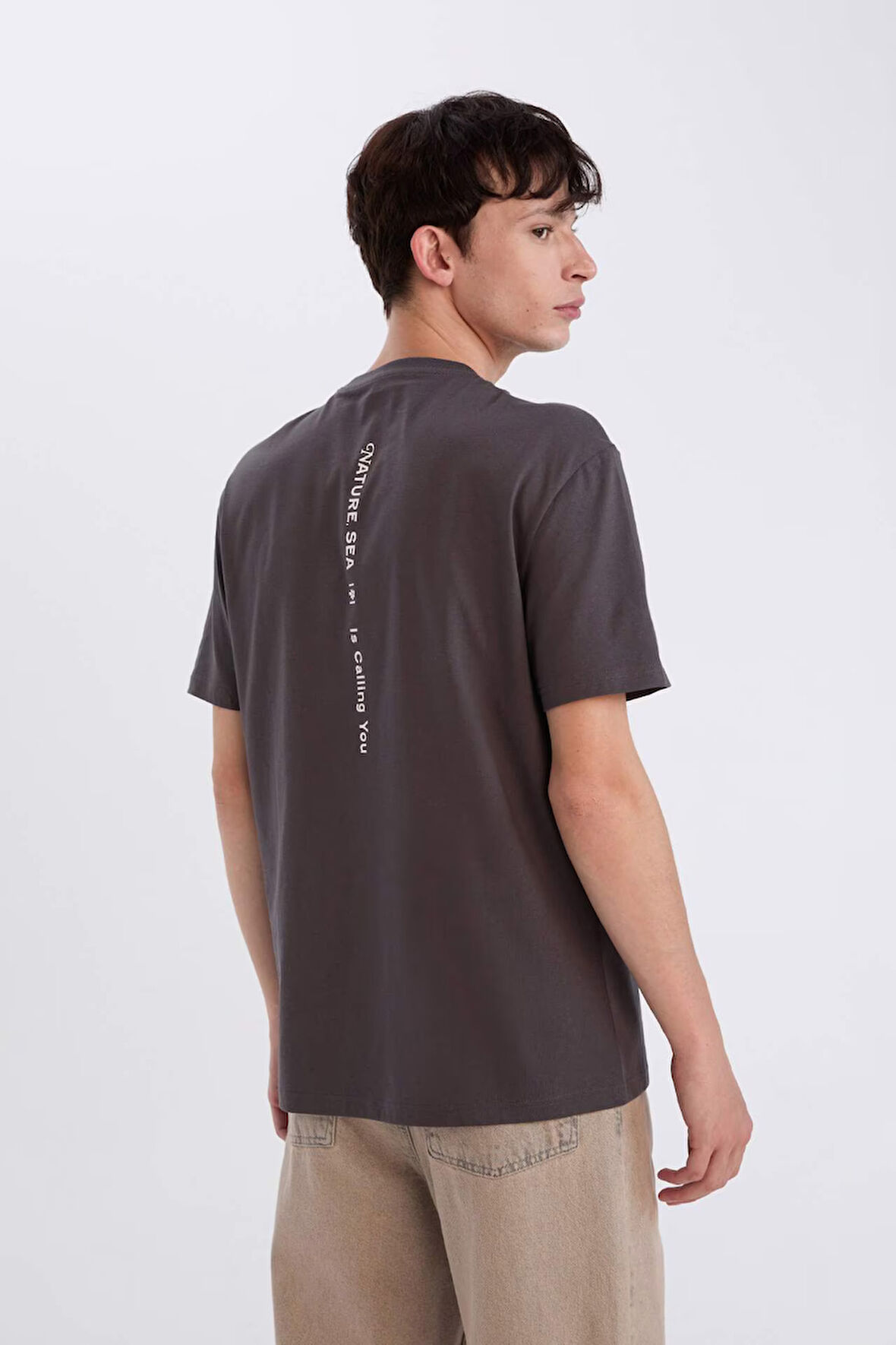 DeFacto %100 Pamuk Regular Fit Bisiklet Yaka Sırt Baskılı Kısa Kollu Tişört D5560AX25SPAR104