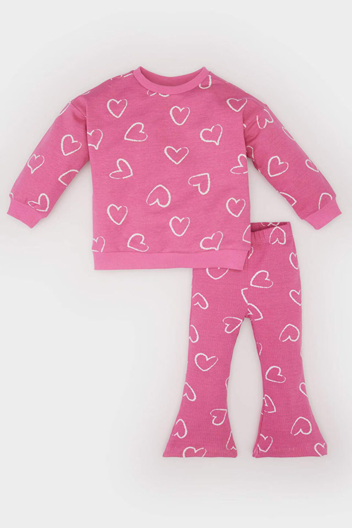 DeFacto Kız Bebek 2'li Takım Bisiklet Yaka Sweatshirt Esnek Belli İspanyol Paça Alt D8350A525SPPN280