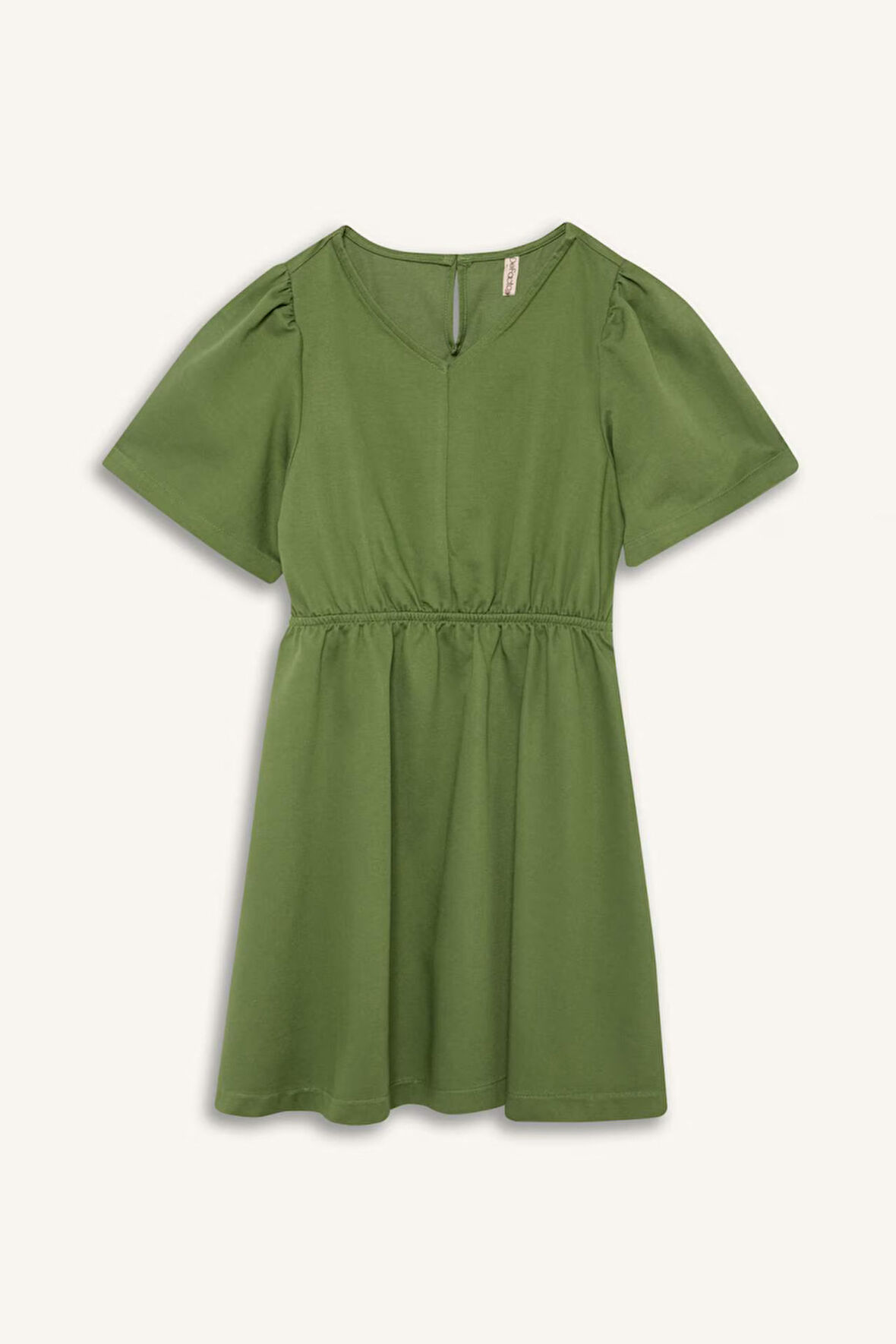 DeFacto Kız Çocuk Standart Fit V Yaka Gabardin Kısa Kollu Elbise E2645A825SMGN744