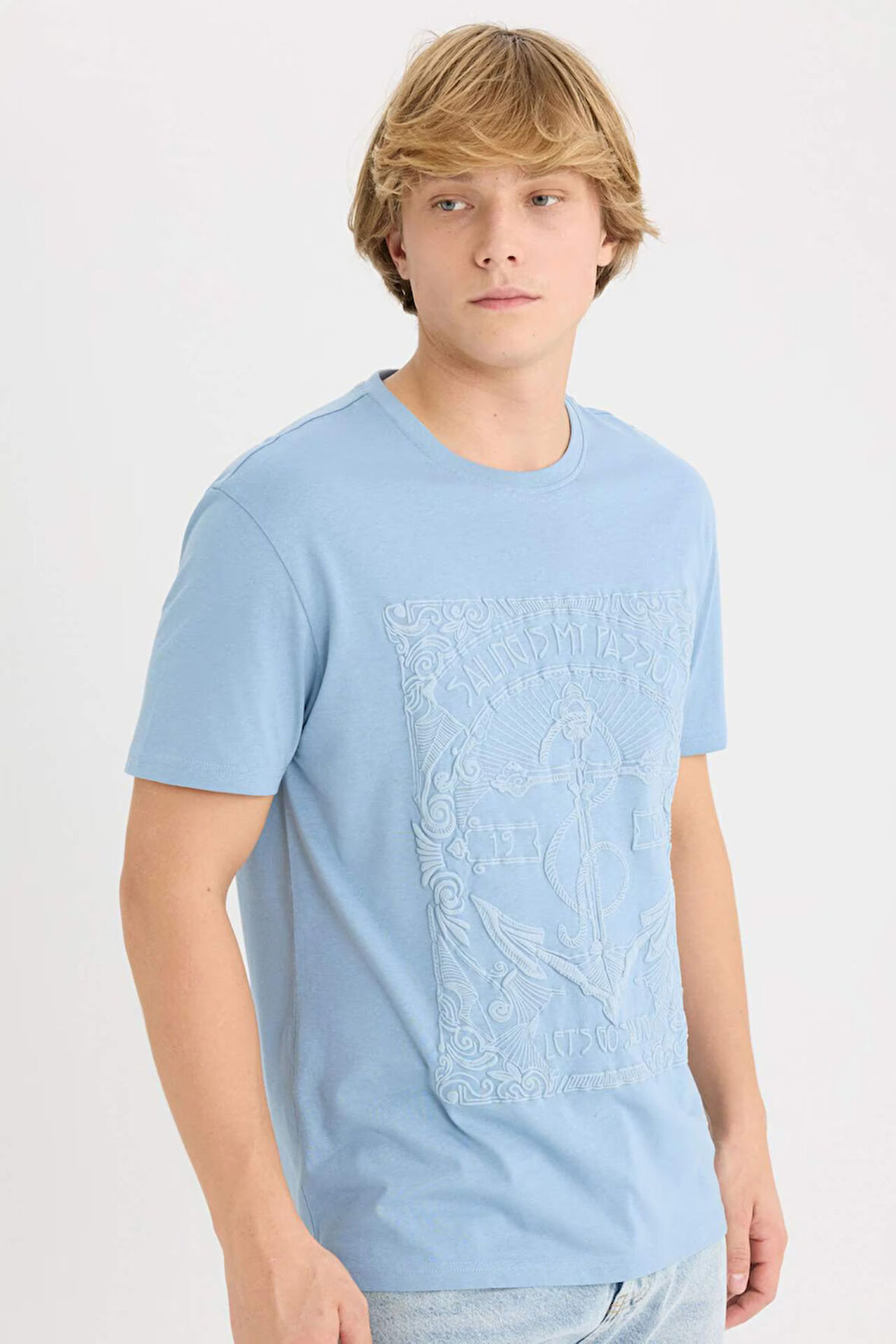 DeFacto %100 Pamuk Regular Fit Bisiklet Yaka Baskılı Kısa Kollu Tişört D8203AX25SPBE299