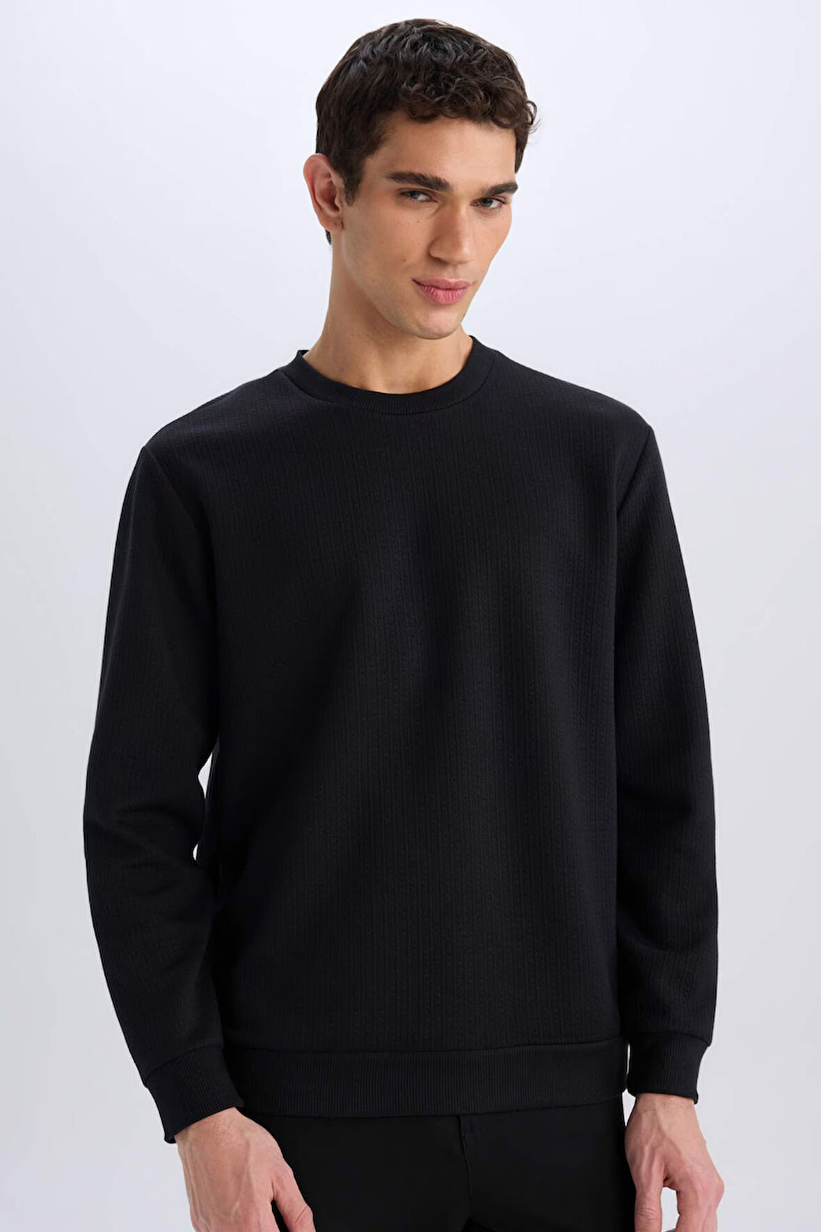 DeFacto Regular Fit Bisiklet Yaka Basic Düz Sweatshirt D7231AX25SPBK81