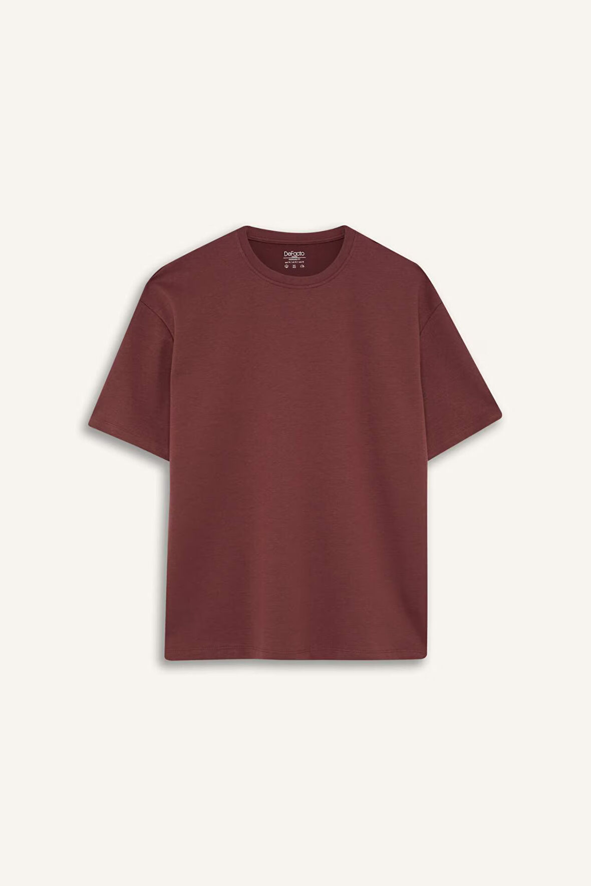 DeFacto Oversize Geniş Kalıp Bisiklet Yaka Kısa Kollu Basic Düz Ağır Kumaş Tişört X3926AZ24AUBN562