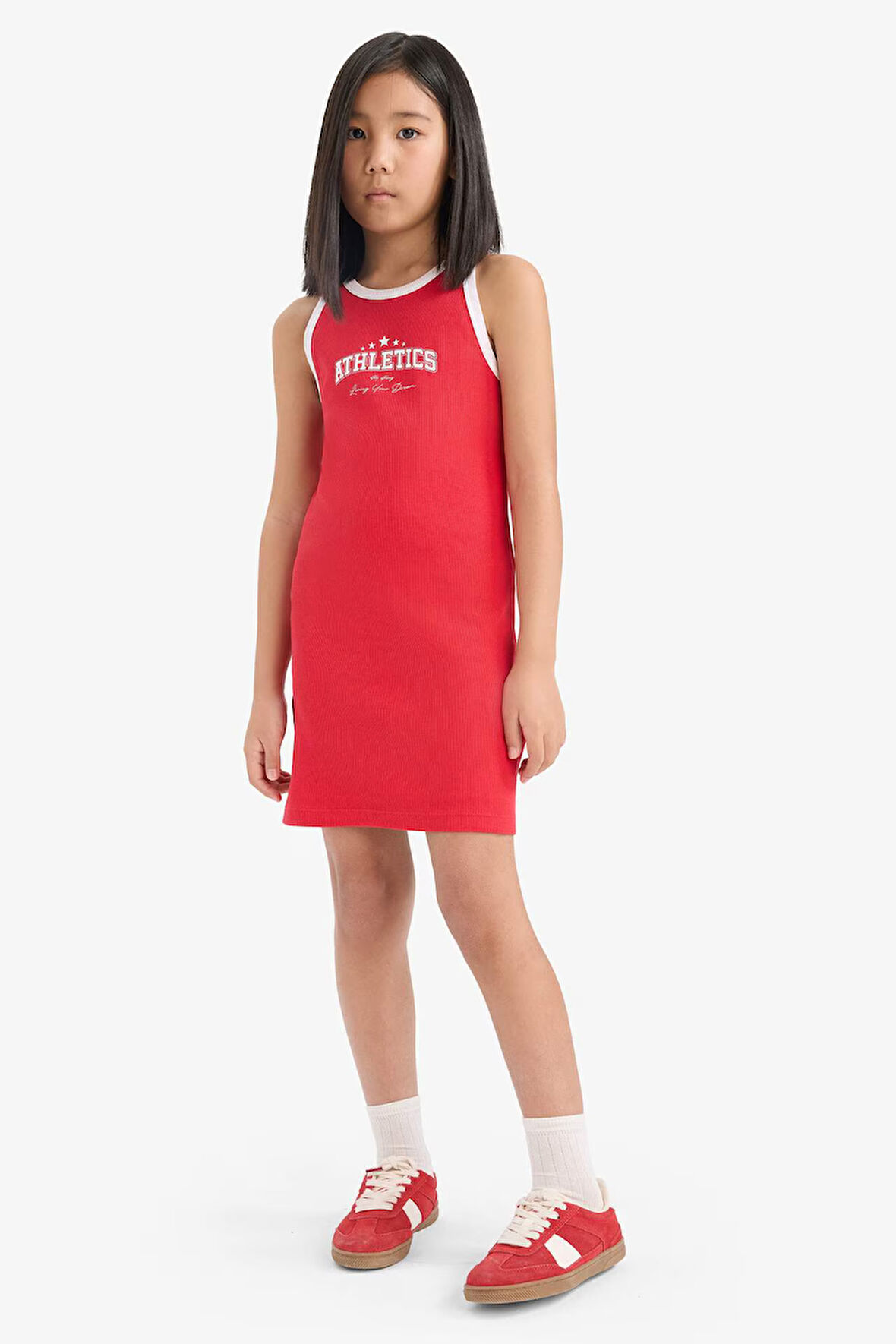 DeFacto Kız Çocuk Baskılı Fitilli Kaşkorse Kolsuz Yazlık Elbise B4491A825SMRD51