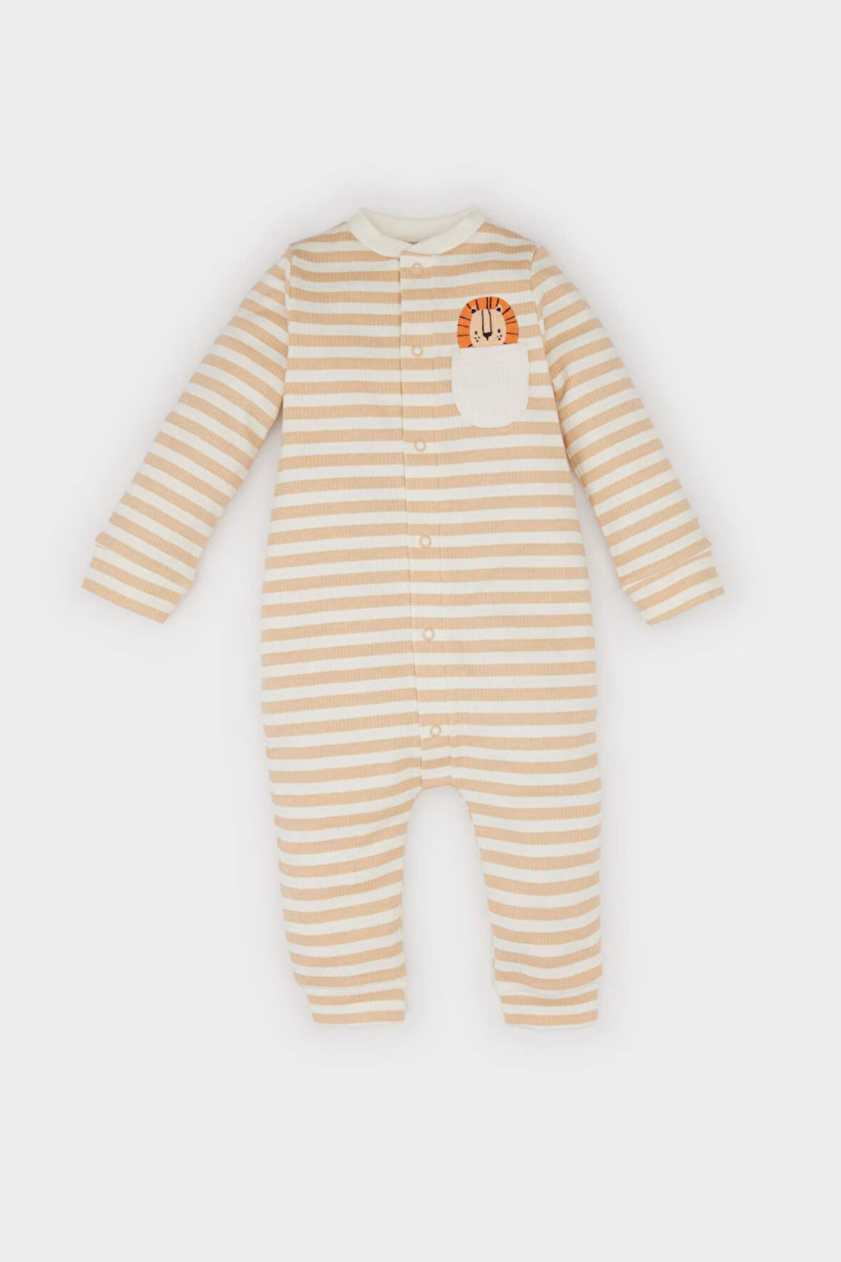 DeFacto Erkek Bebek Yenidoğan Çizgili Fitilli Kaşkorse Uzun Kollu Tulum D8709A525SPBG384