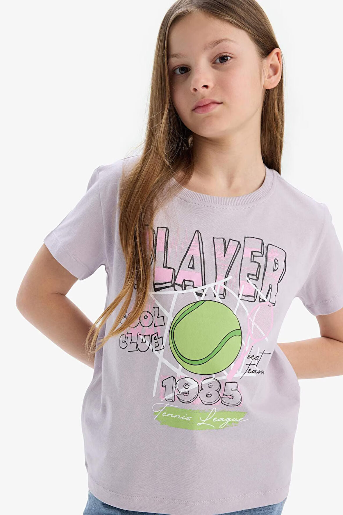 DeFacto Kız Çocuk Bisiklet Yaka Anime Baskılı Kısa Kollu Tişört E0351A825SMPR306