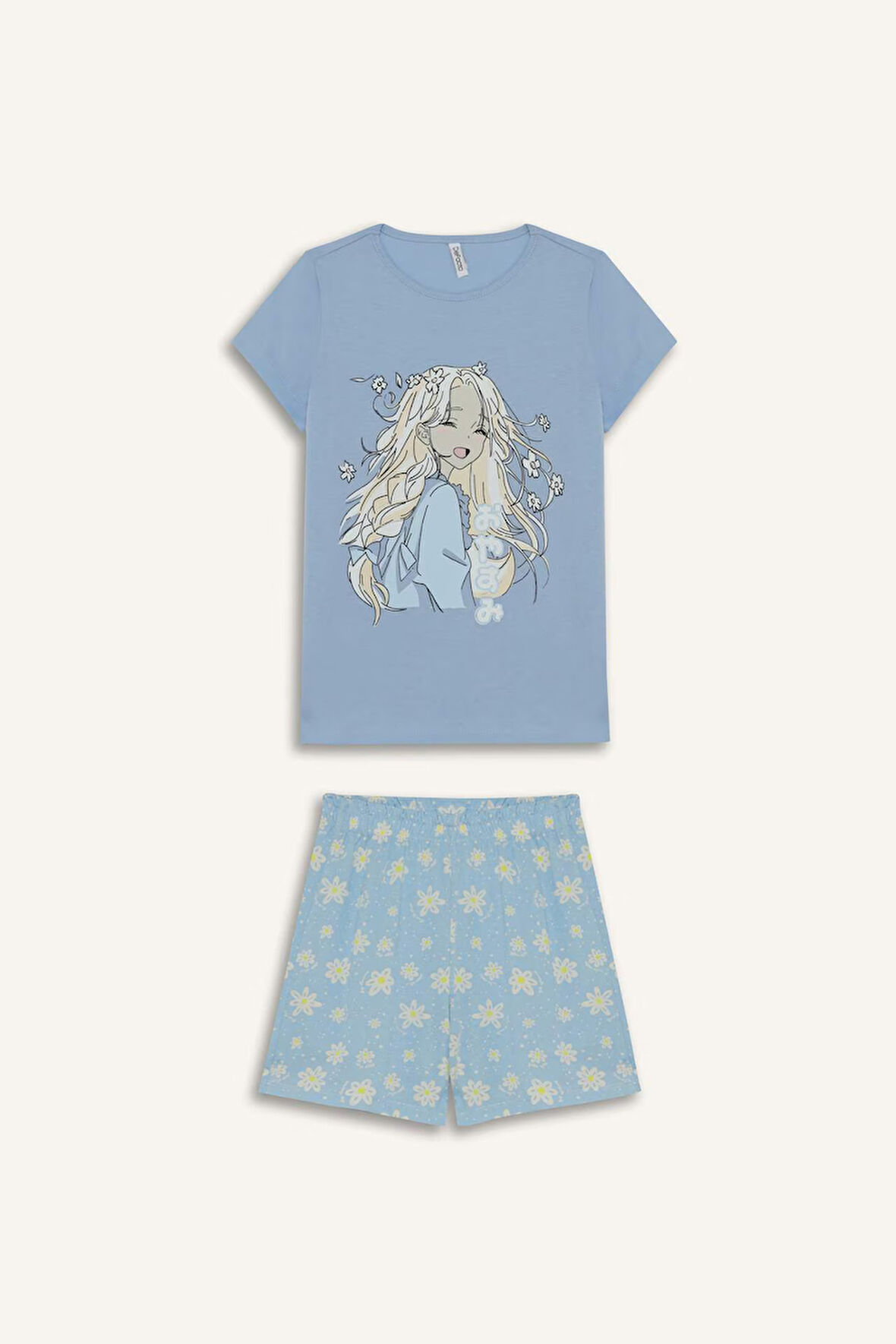 Kız Çocuk Regular Fit Baskılı 2'li Pijama Takımı