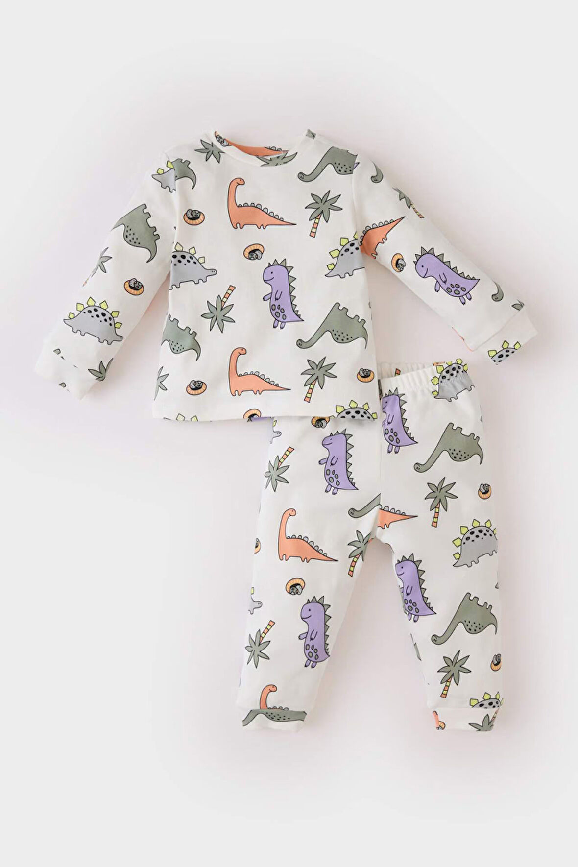 DeFacto Erkek Bebek Pijama Takımı Dinazor Baskılı Uzun Kollu Üst Beli Lastikli Uzun Alt D9070A525SPWT47