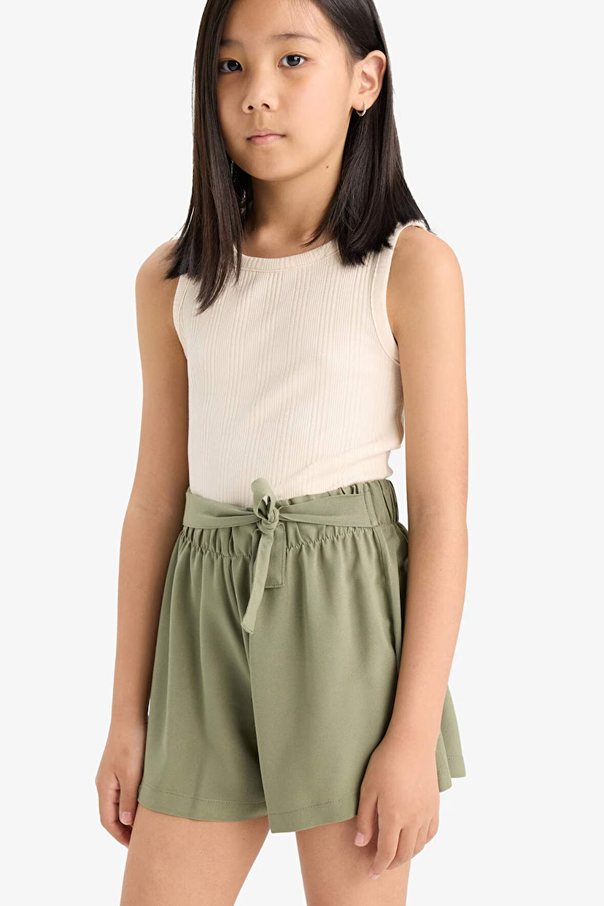 Kız Çocuk Bisiklet Yaka Basic Düz Atlet