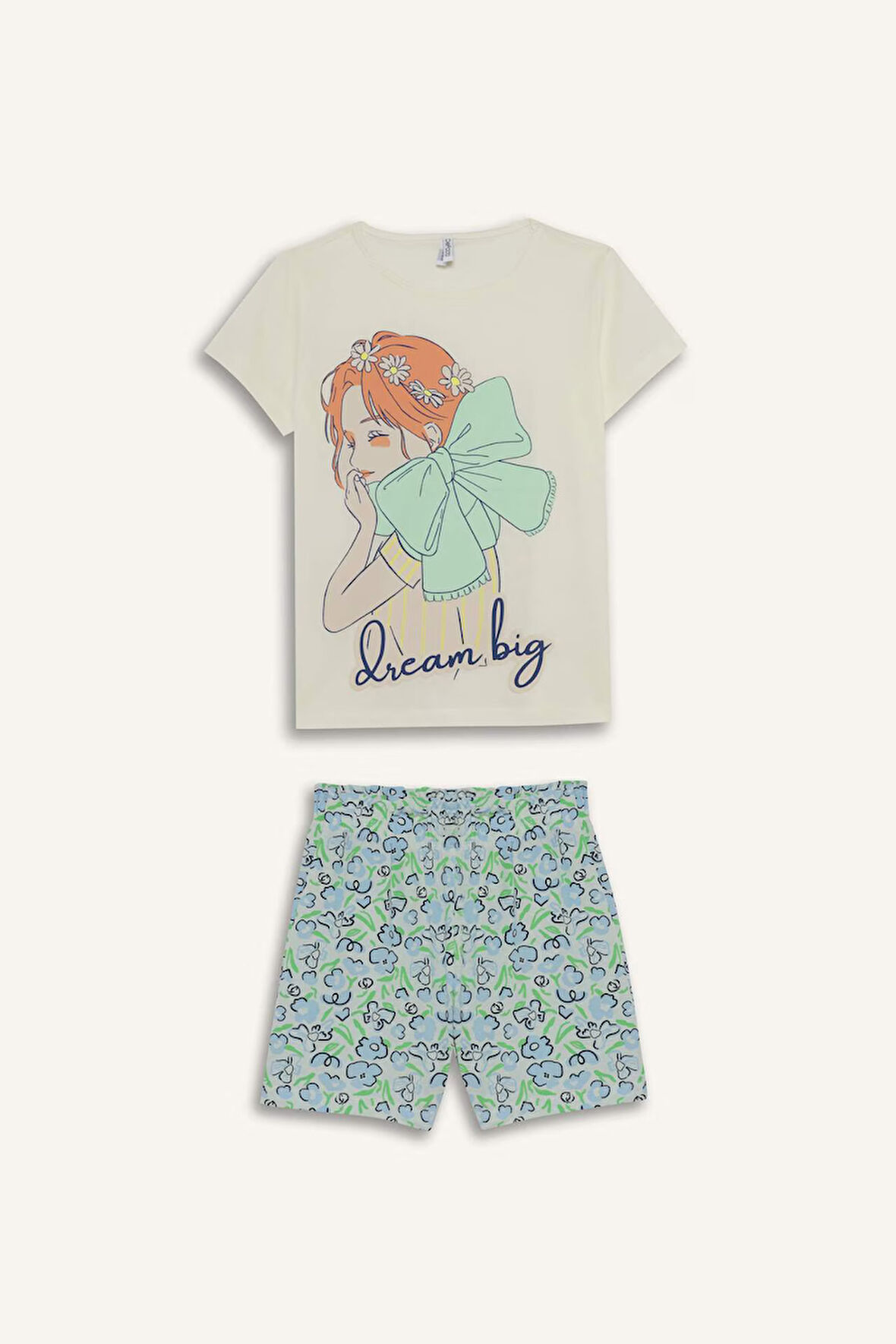 Kız Çocuk Regular Fit Baskılı 2'li Pijama Takımı