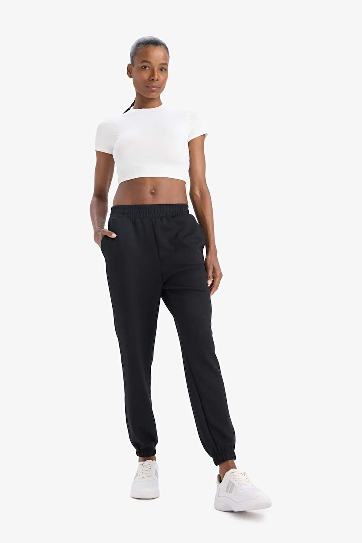 DeFactoFit Sporcu Jogger İnce Eşofman Altı Standart Fit Modal Çift Cepli Basic Düz B1794AX25SPBK81