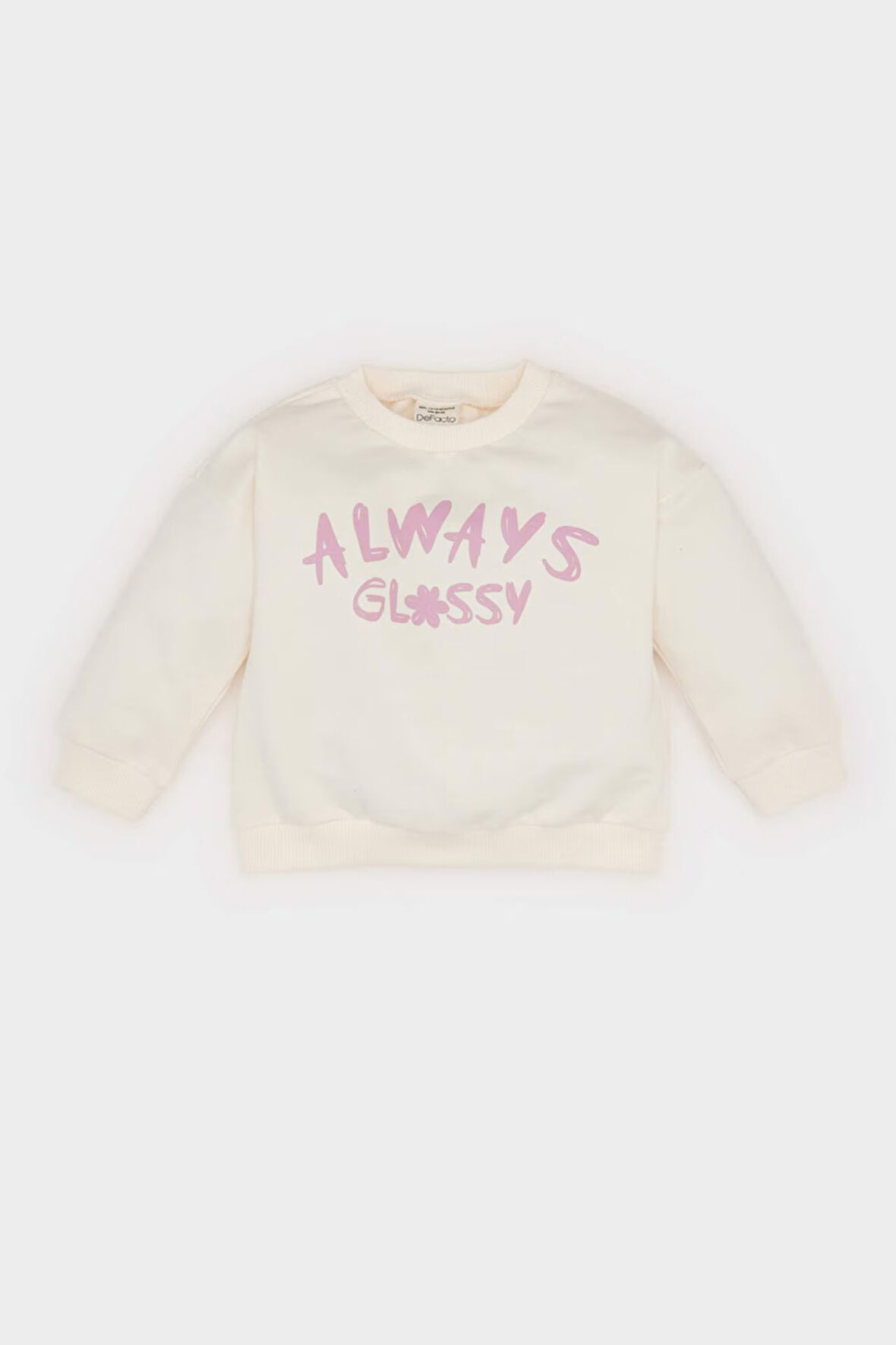 Kız Bebek Bisiklet Yaka Baskılı Sweatshirt
