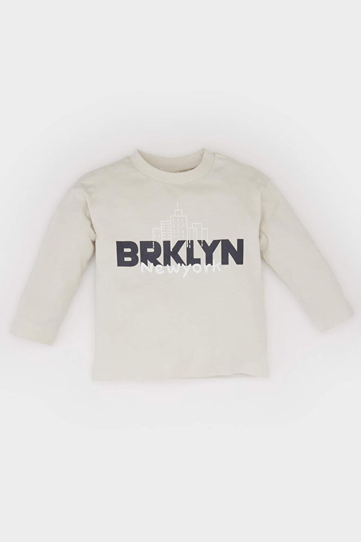 Erkek Bebek Regular Fit Bisiklet Yaka Baskılı Uzun Kollu Tişört