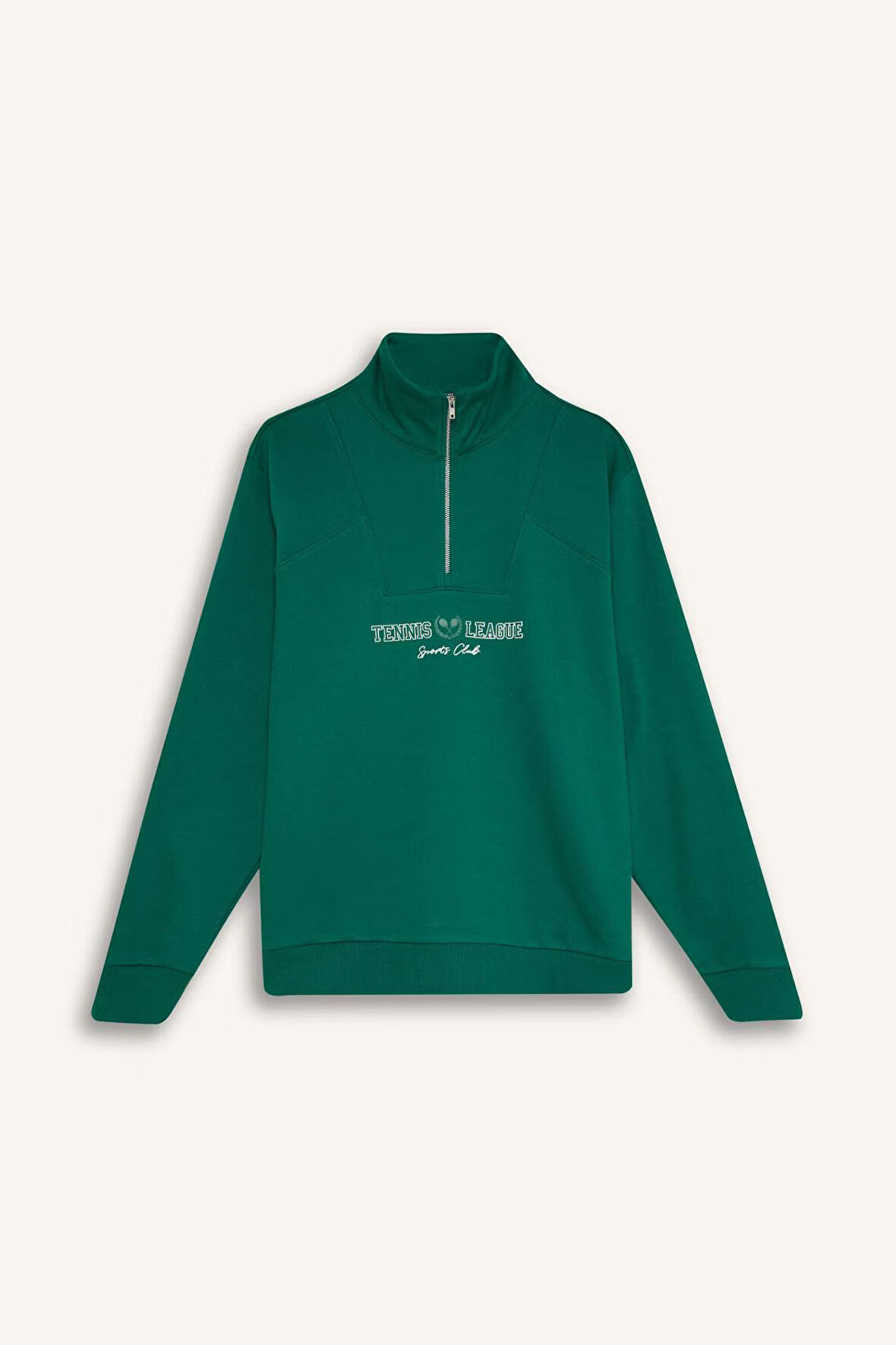 DeFactoFit Oversize Geniş Kalıp Dik Yaka Spor Baskılı Sporcu Sweatshirt D1701AX24AUGN380