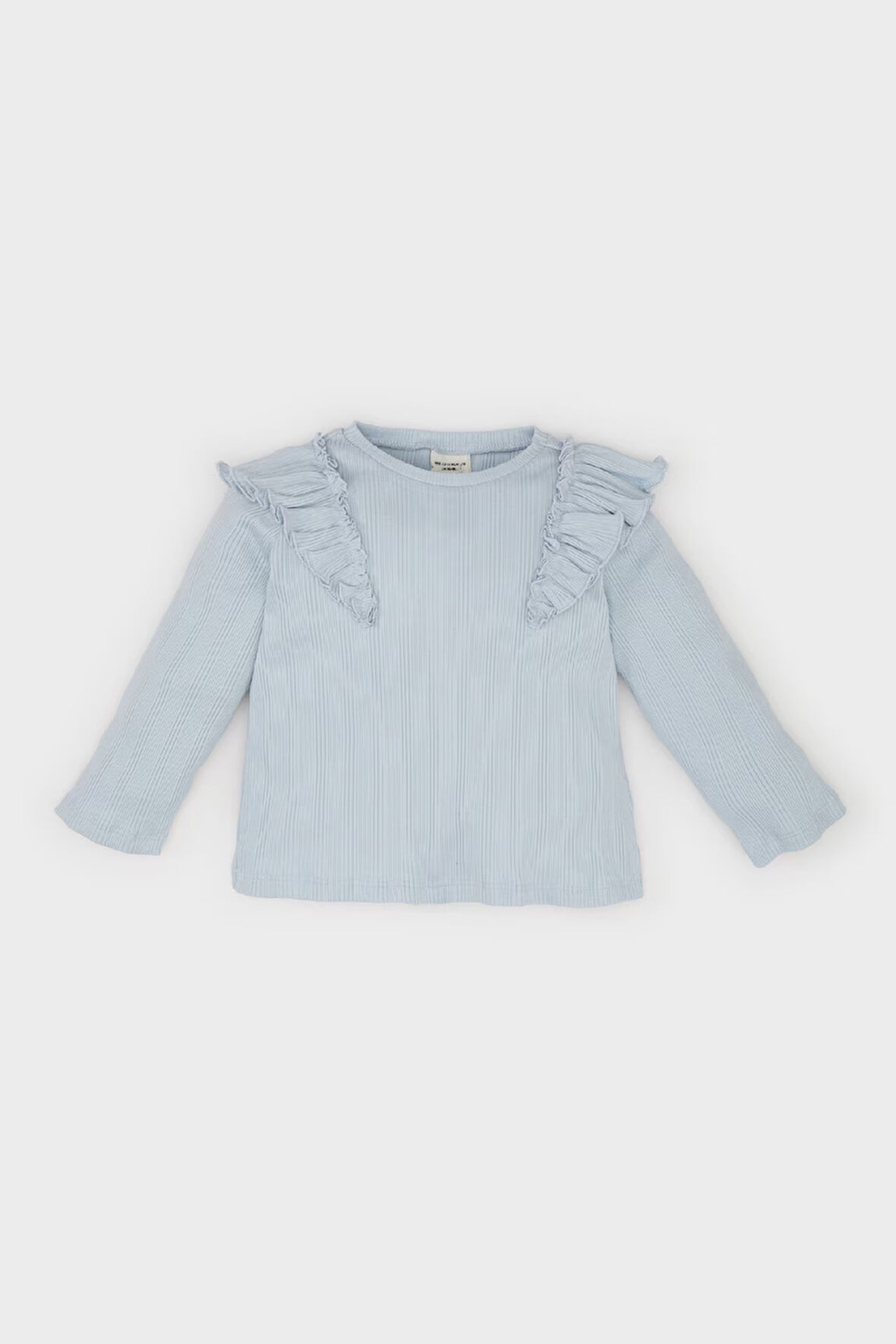 DeFacto Kız Bebek Bisiklet Yaka Fitilli Kaşkorse Fırfırlı Uzun Kollu Tişört D9381A525SPBE343