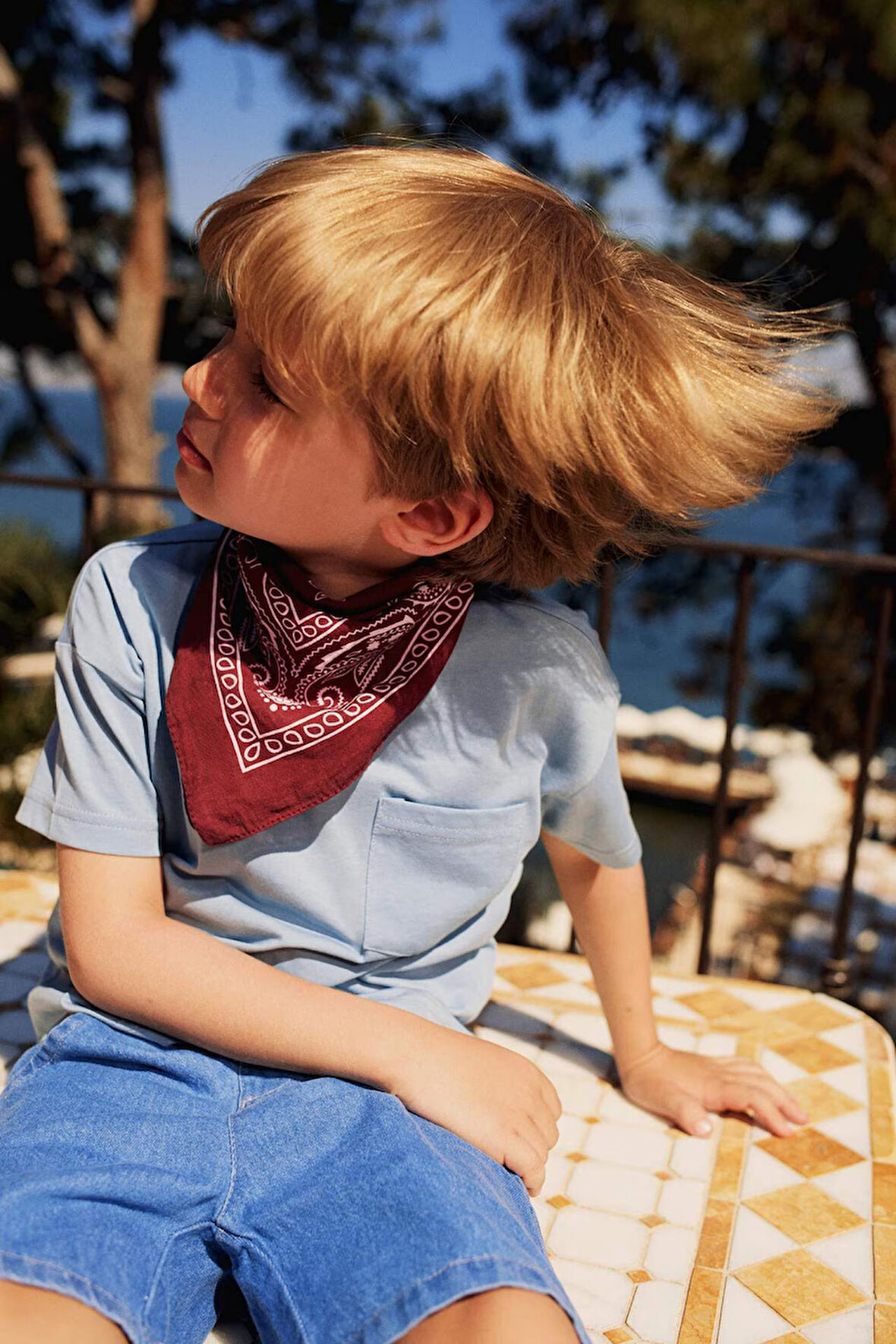 Erkek Bebek Bisiklet Yaka Basic Düz Kısa Kollu Tişört