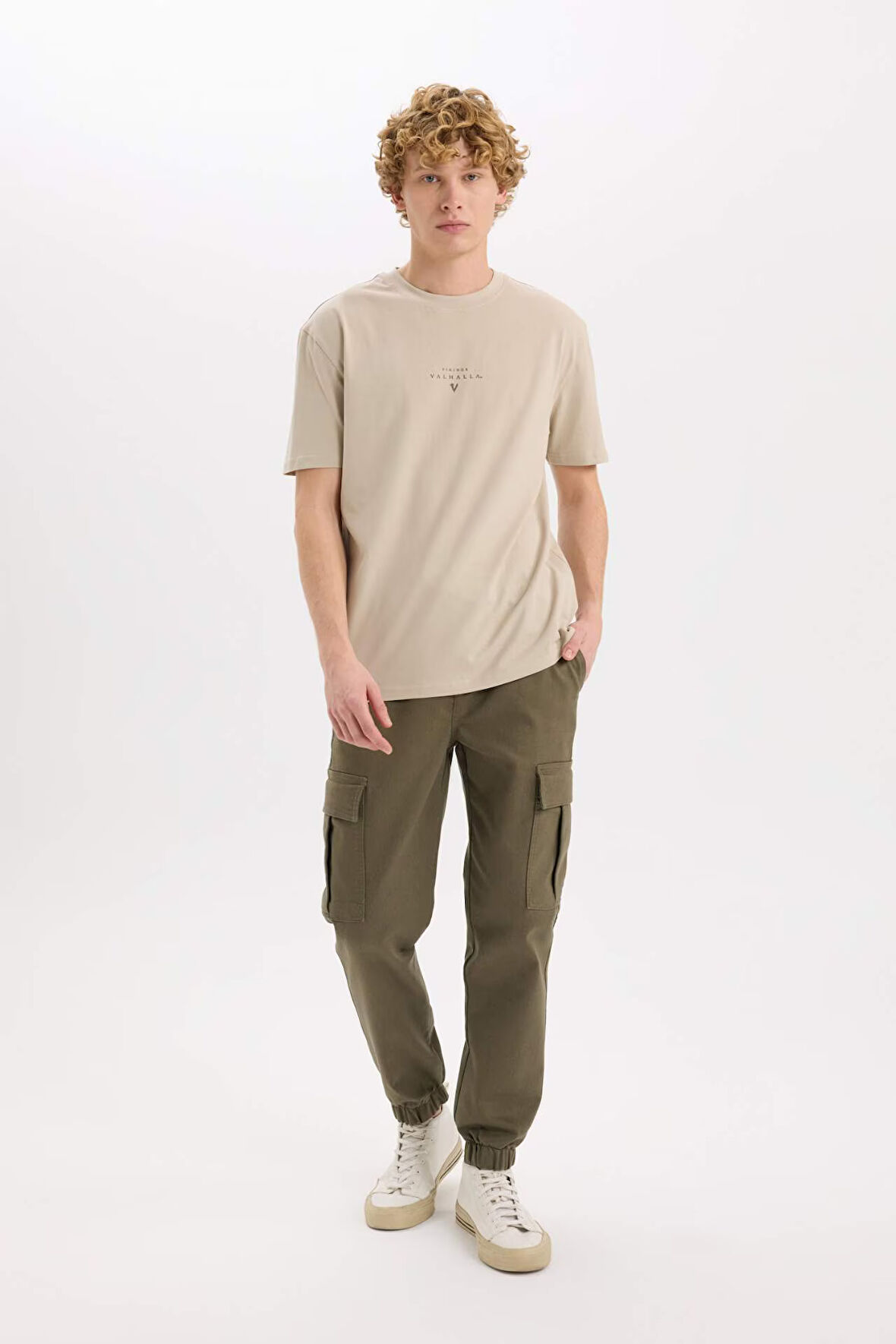 Jogger Pantolon Regular Beli Bağcıklı Dokulu Kargo Cepli