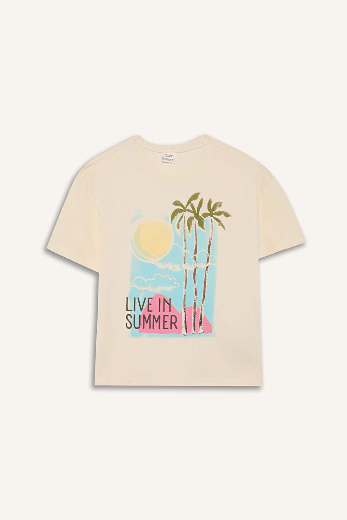 DeFacto Kız Çocuk Relax Fit Bisiklet Yaka Baskılı Kısa Kollu Tişört E0353A825SMER134