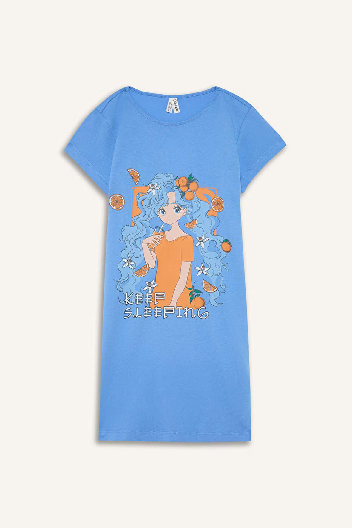 DeFacto Kız Çocuk Baskılı Kısa Kollu Gecelik E0659A825SMBE194