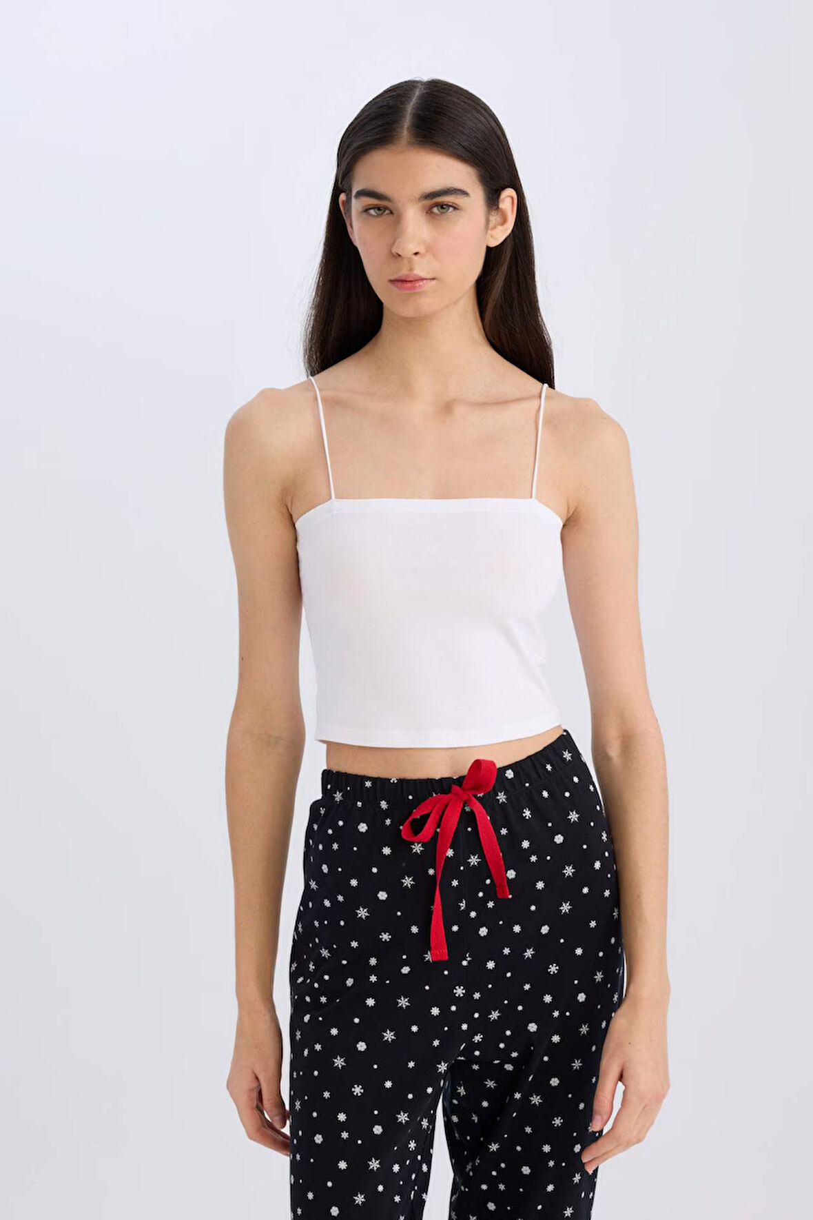 DeFacto İnce Askılı Crop Pamuklu Beyaz İç Atlet-Fall in Love Y2249AZ25SPWT34
