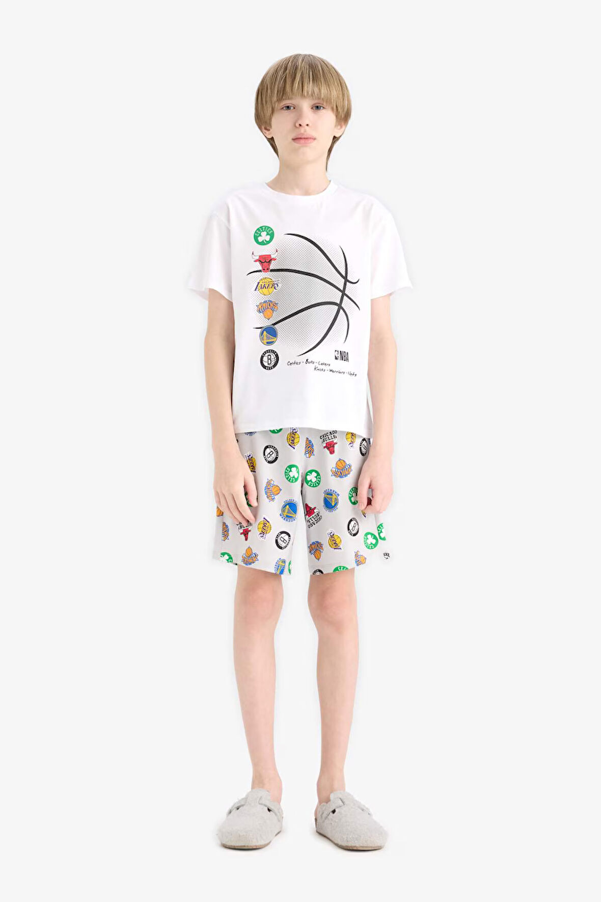 DeFacto Erkek Çocuk NBA Current Teams Pijama Takımı Kısa Kollu Üst Şort E2700A825SMWT34