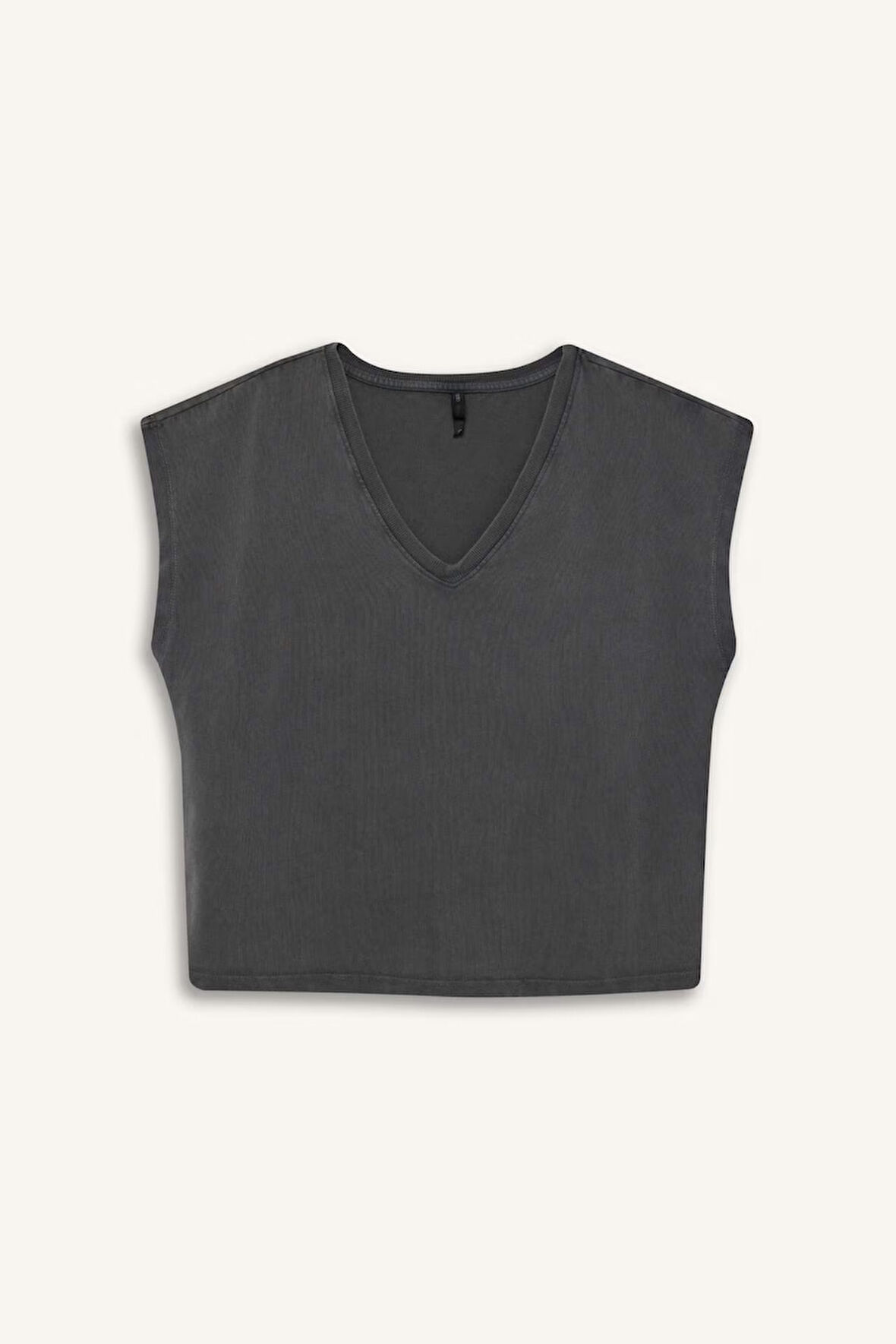 	Regular Fit V Yaka Basic Düz Premium Kolsuz Tişört