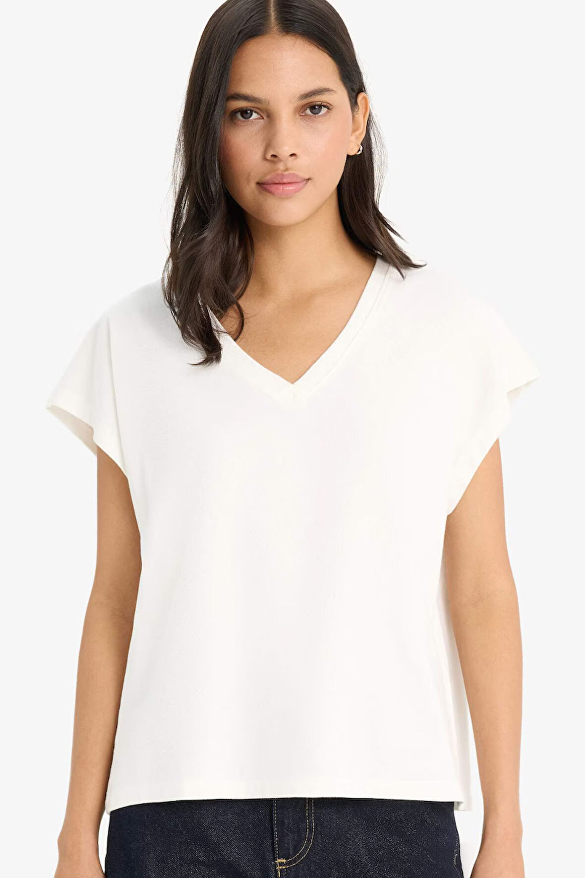 DeFacto 	Regular Fit V Yaka Basic Düz Premium Kolsuz Tişört E5486AX25SPER105