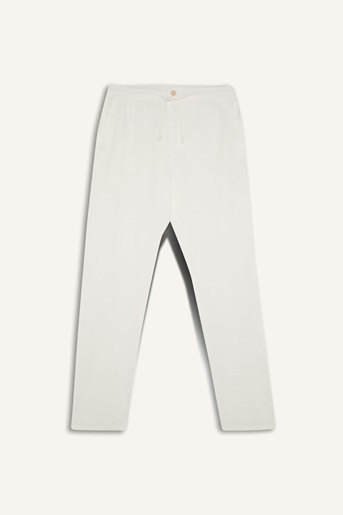 DeFacto Yazlık Keten Görünümlü Jogger Pantolon Slim Fit Dar Kesim Düz Paça Pamuklu Cepli D2671AX25SMER85