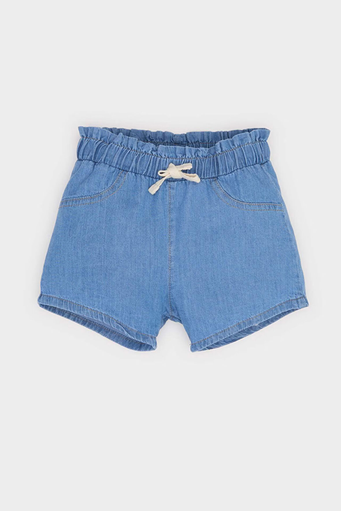Kız Bebek Beli Lastikli Jean Şort
