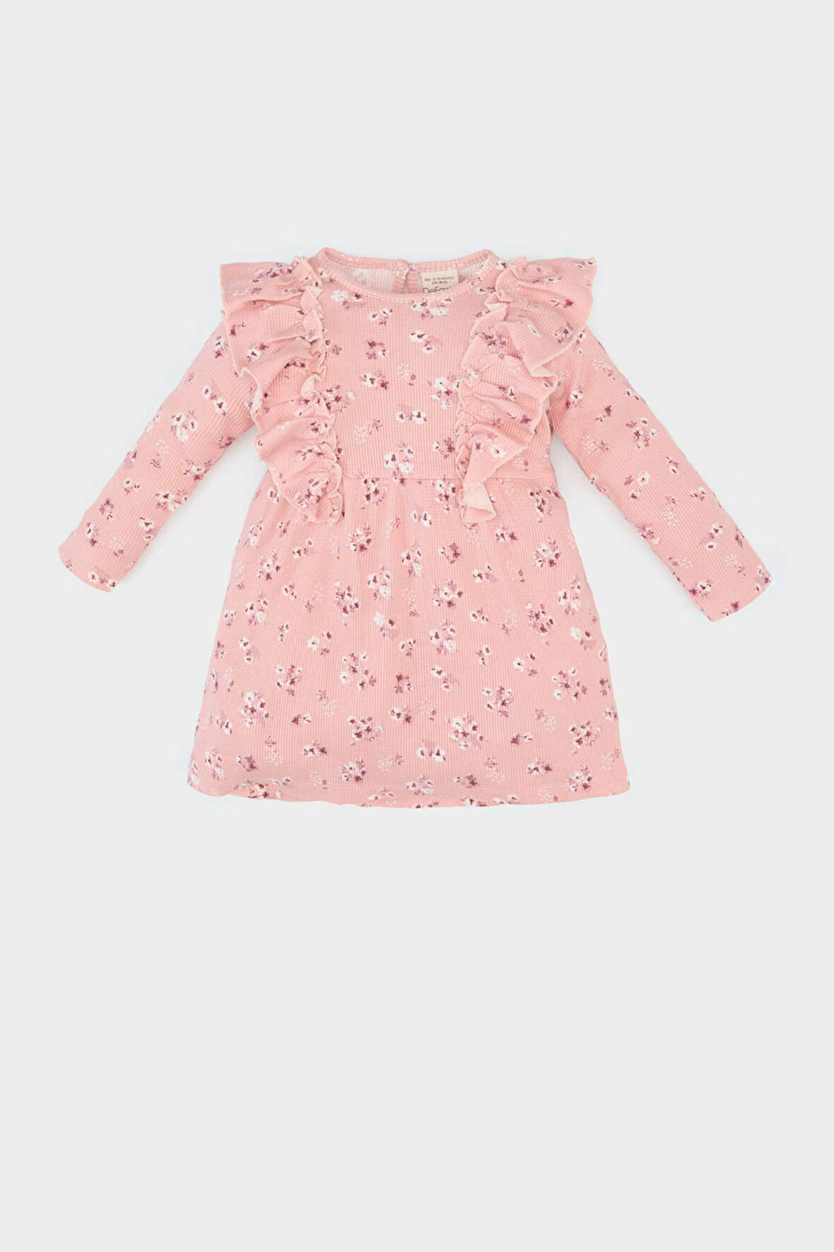 DeFacto Kız Bebek Çiçekli Uzun Kollu Waffle Elbise D9563A525SPPN243