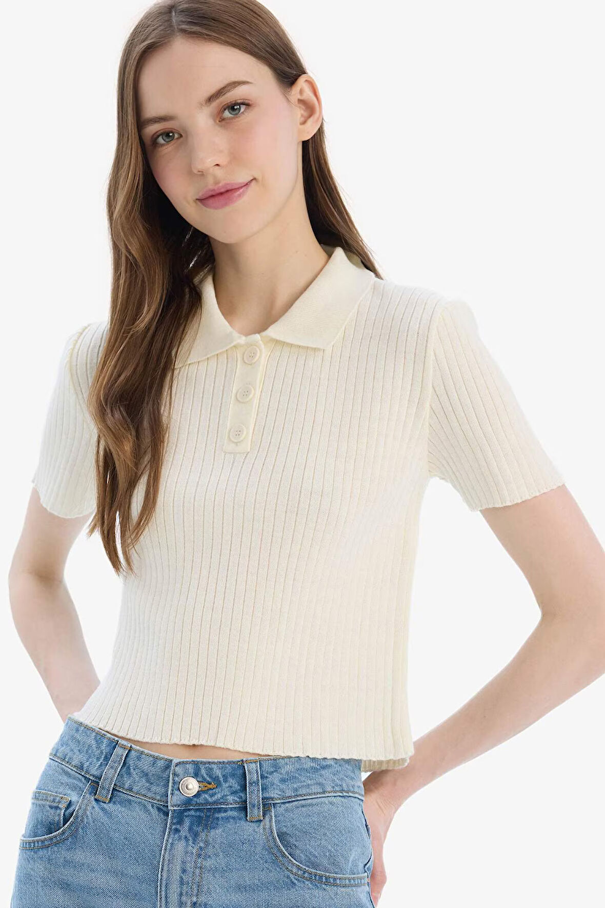 Slim Fit Dar Kesim Polo Yaka Triko Kazak