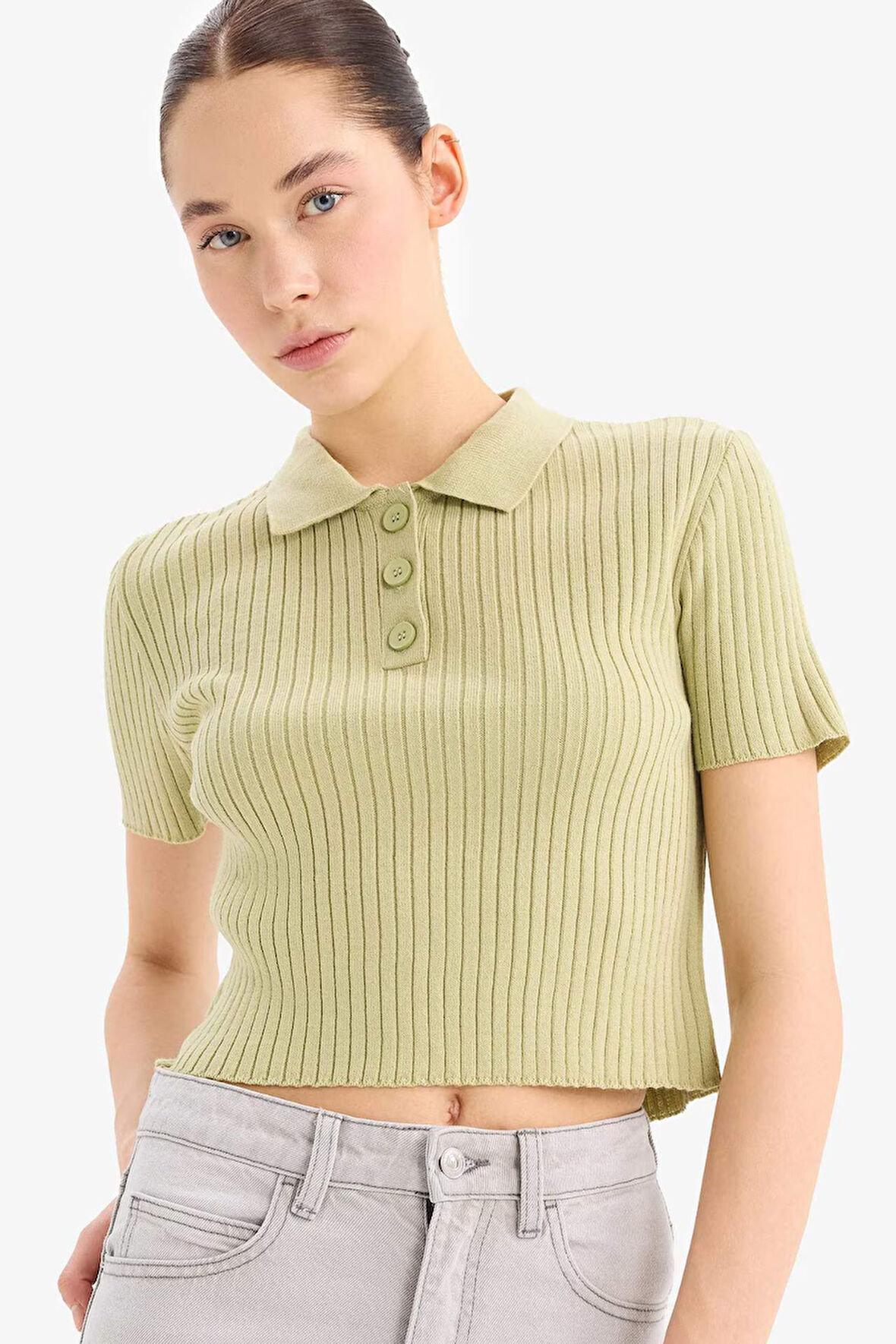 Slim Fit Dar Kesim Polo Yaka Triko Kazak