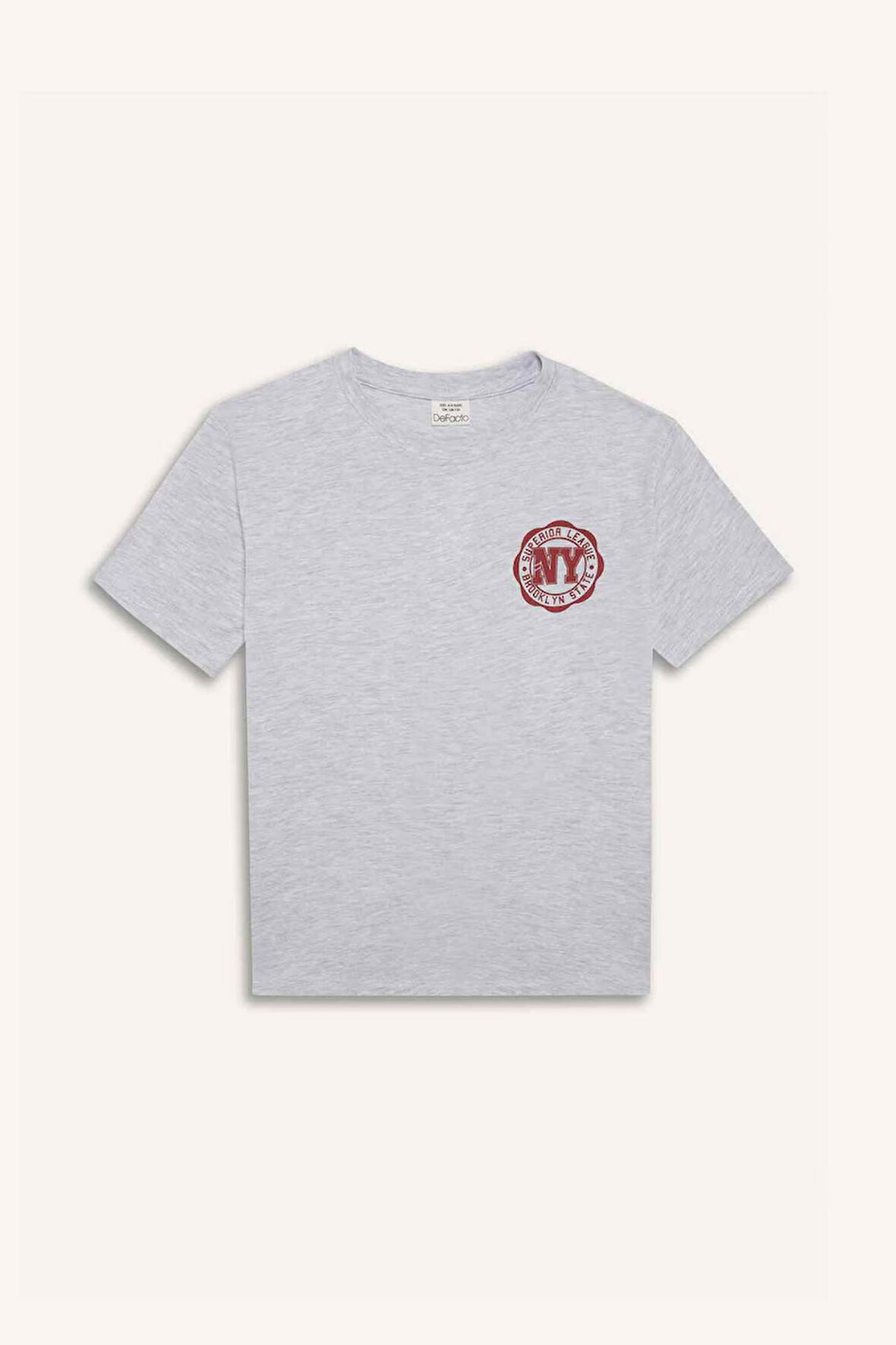 DeFacto Erkek Çocuk Bisiklet Yaka Baskılı Kısa Kollu Tişört D9275A825SMGR400