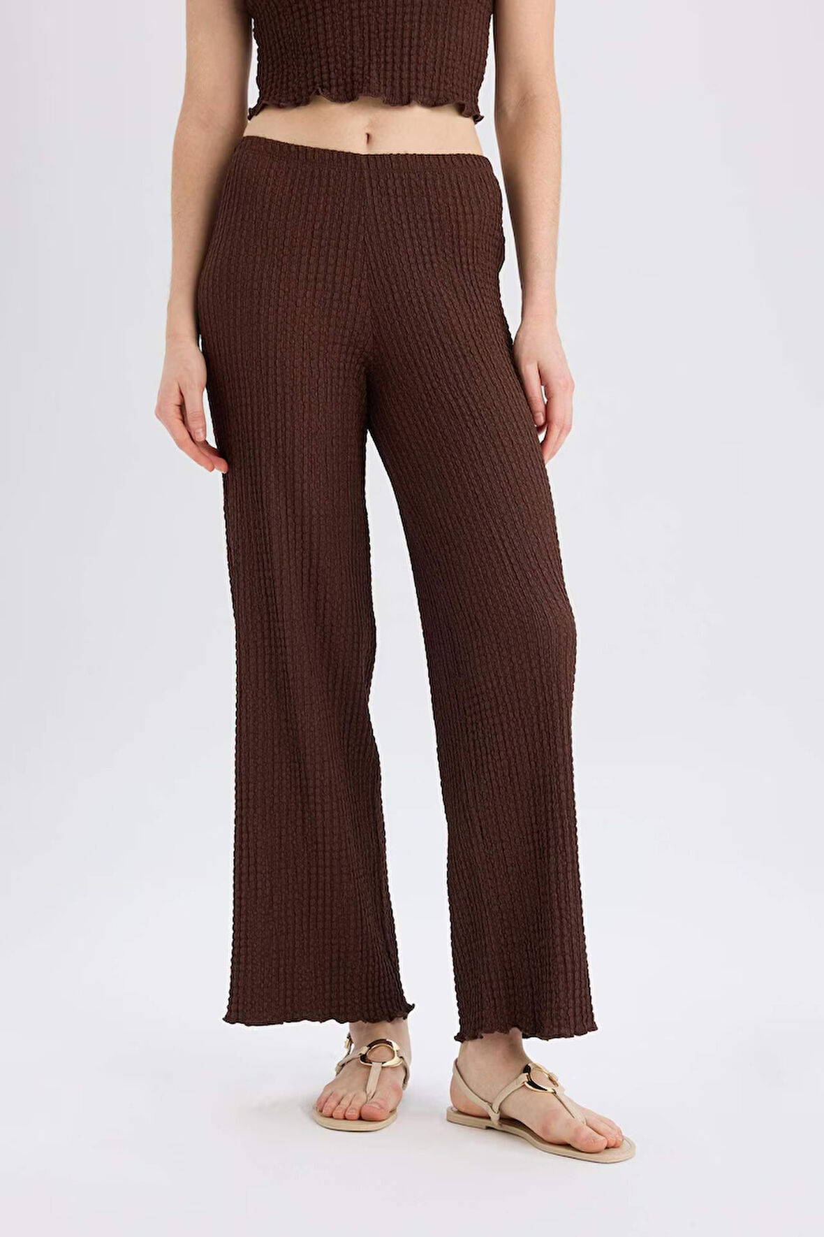 DeFacto 	Regular Fit Beli Lastikli Basic Düz Bürümcük Pantolon D4415AX25SPBN341