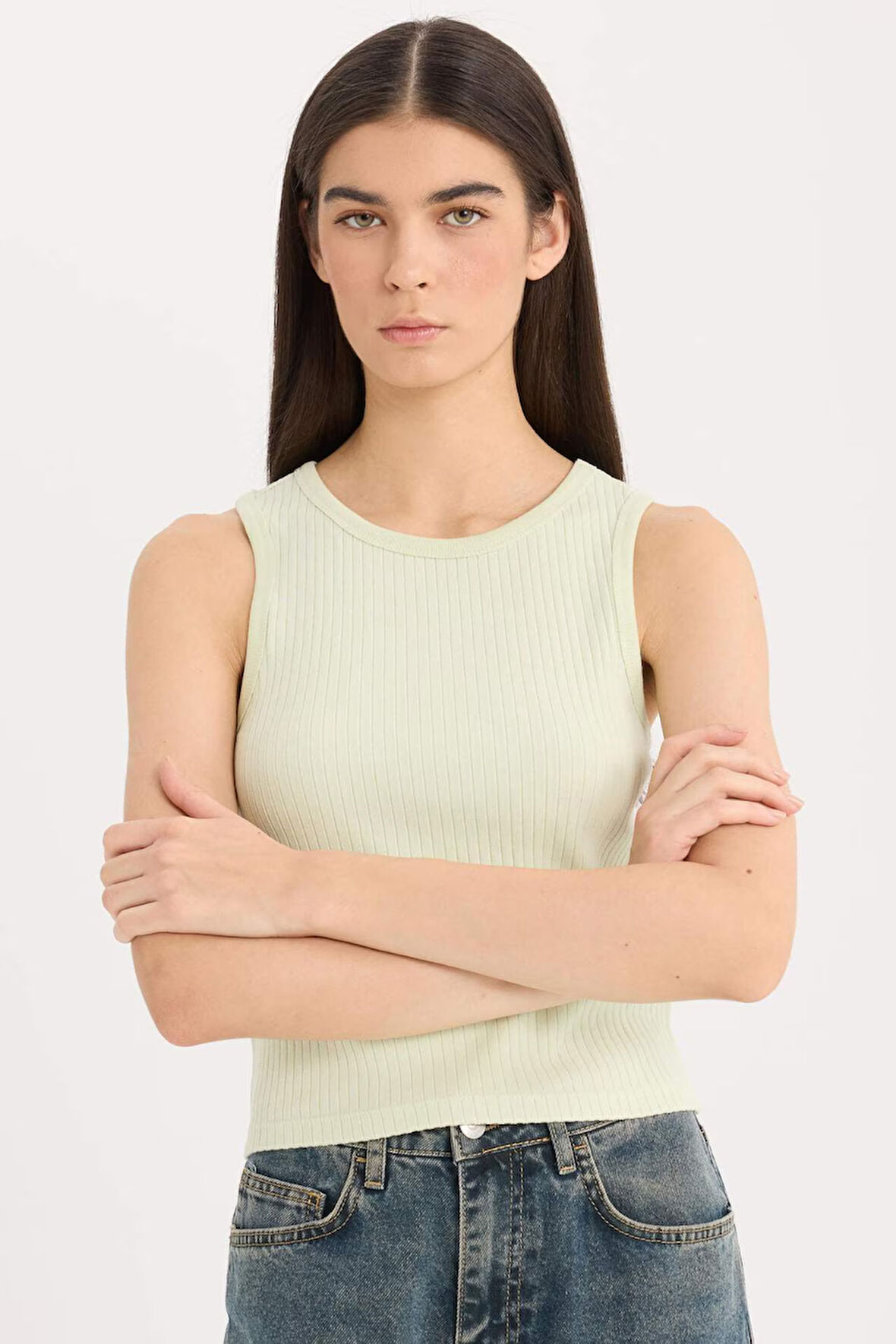 DeFacto Slim Fit Dar Kesim Halter Yaka Basic Düz Fitilli Kaşkorsel Atlet A8859AX25SPGN764