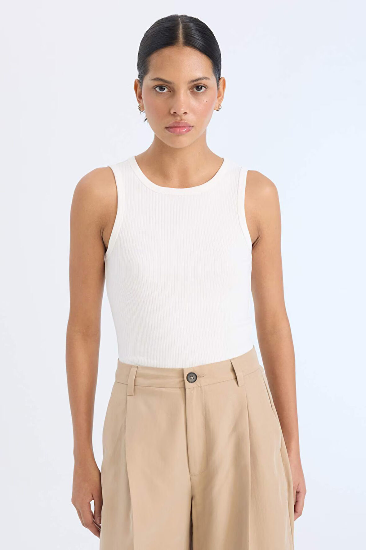 Slim Fit Dar Kesim Halter Yaka Fitilli Kaşkorse Atlet