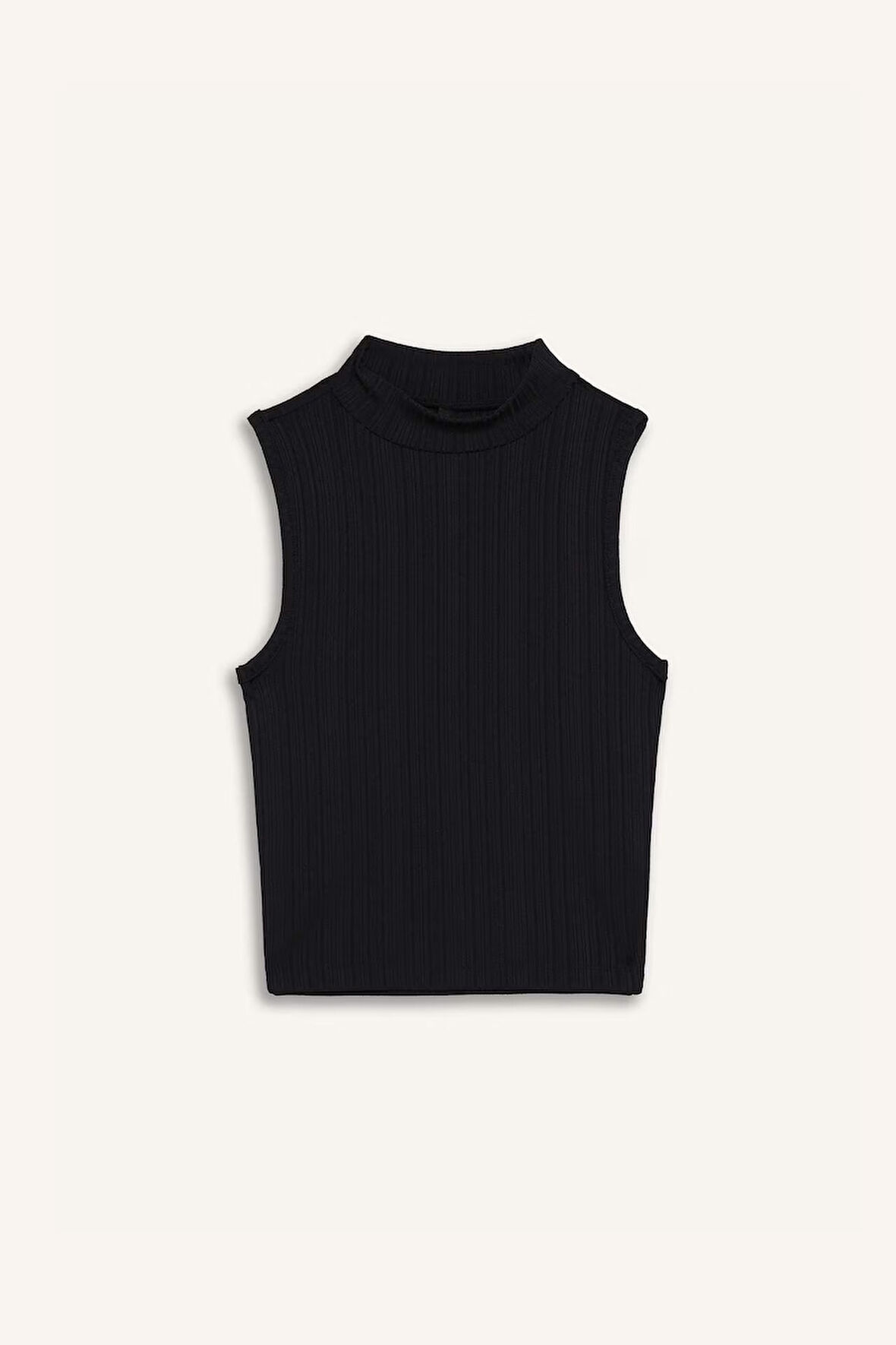 Slim Fit Dar Kesim Yarım Balıkçı Yaka Fitilli Kaşkorse Atlet