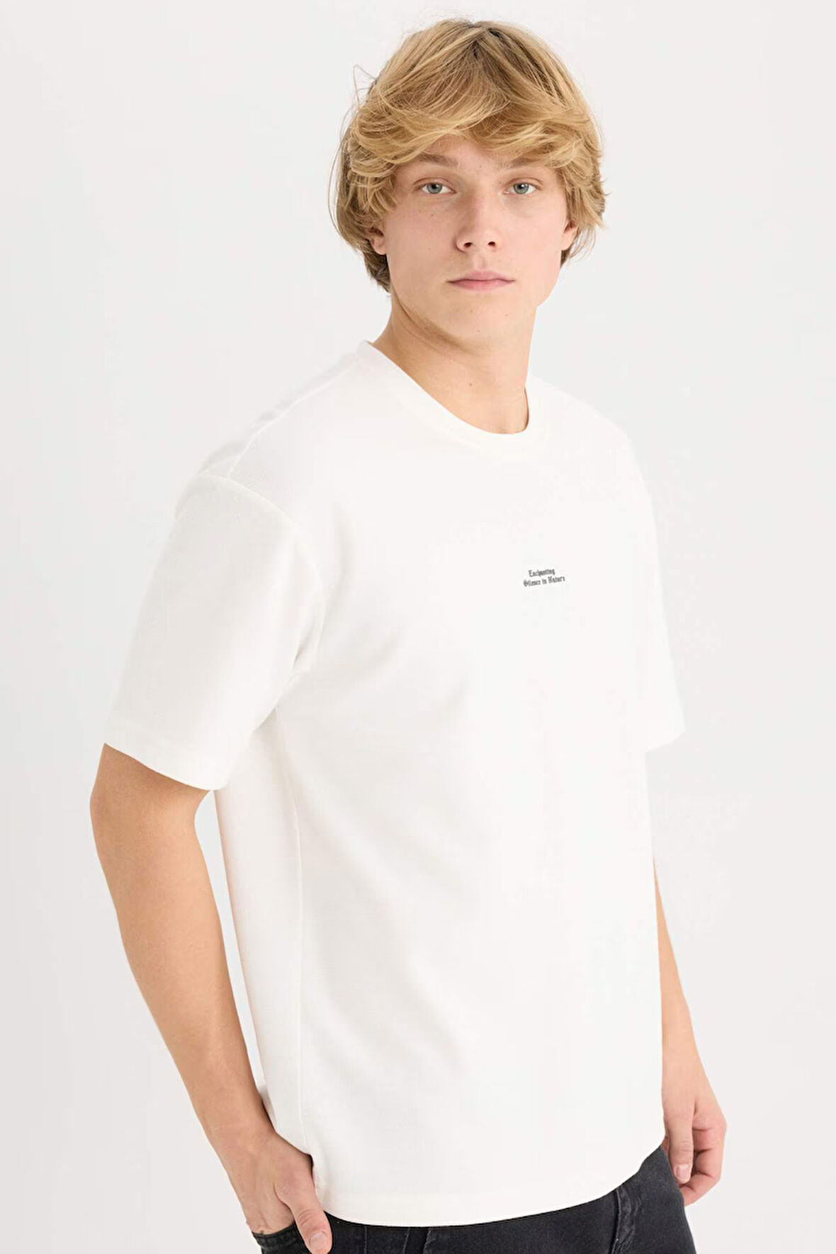 DeFacto Boxy Fit Bisiklet Yaka Baskılı Kısa Kollu Tişört D6946AX25SPER105