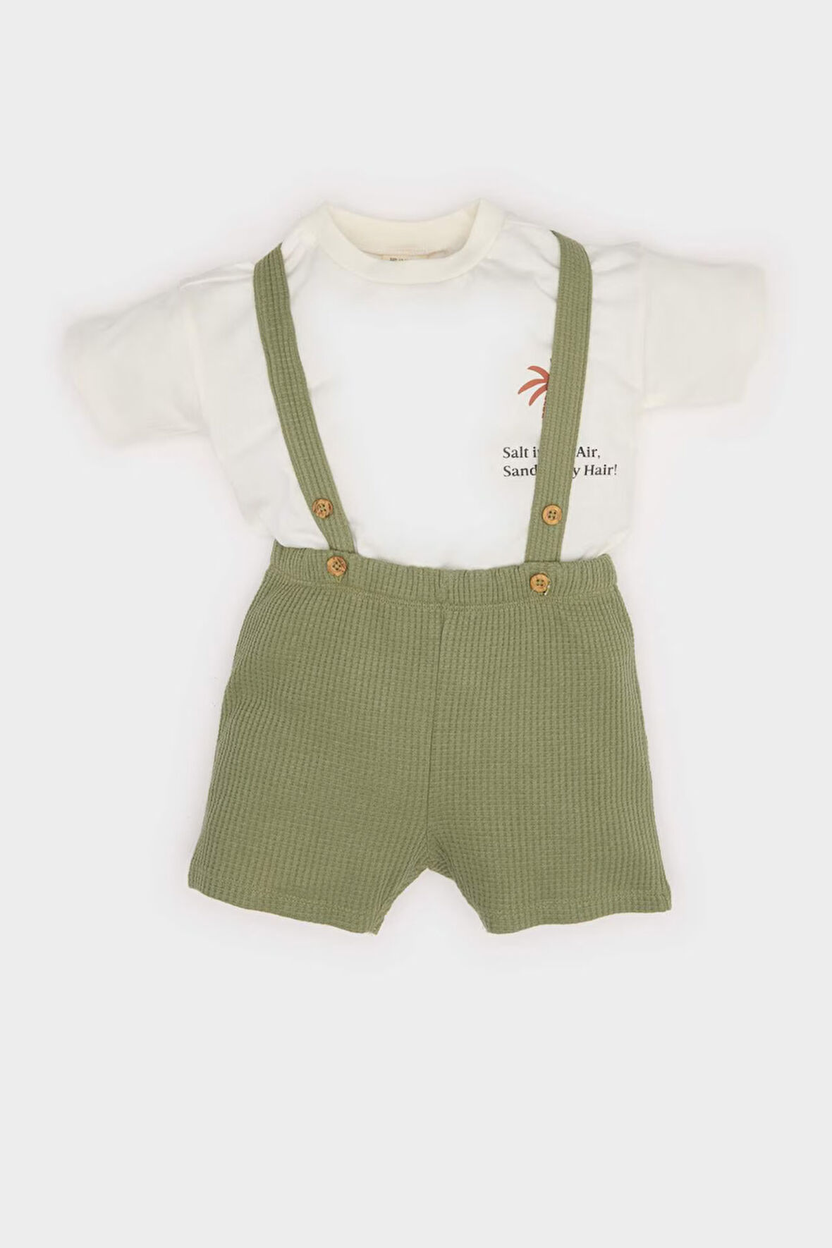 Erkek Bebek 2'li Takım Baskılı Kısa Kollu Tişört Salopet