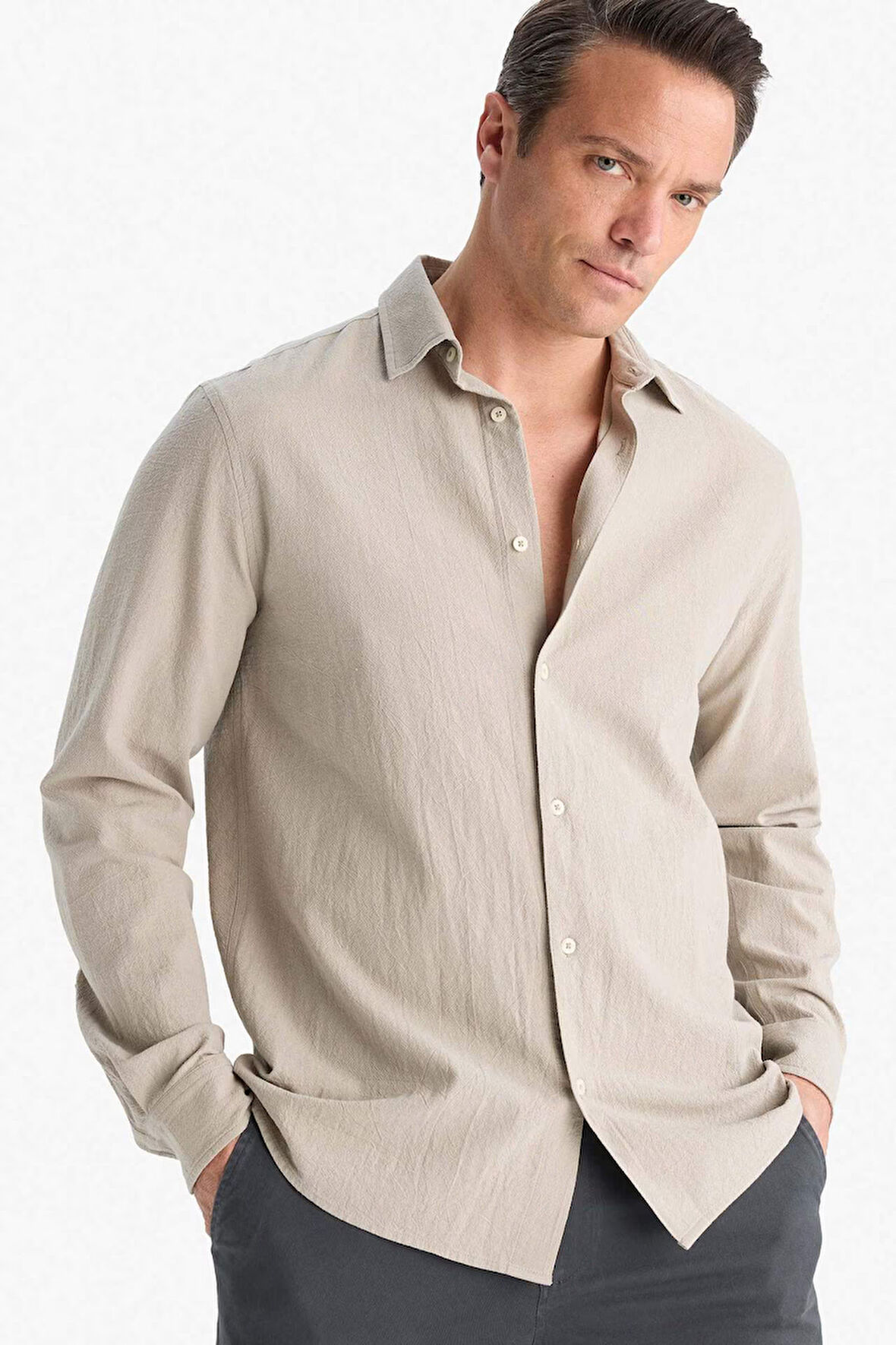 Regular Fit Polo Yaka Pamuklu Uzun Kollu Gömlek