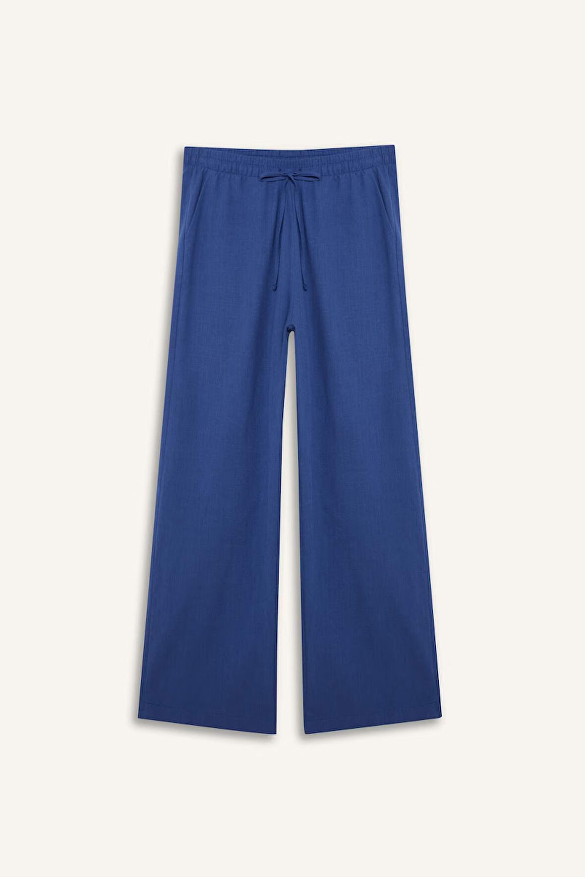 Straight Fit Cep Detaylı Düz Paça Keten Karışımlı Pantolon