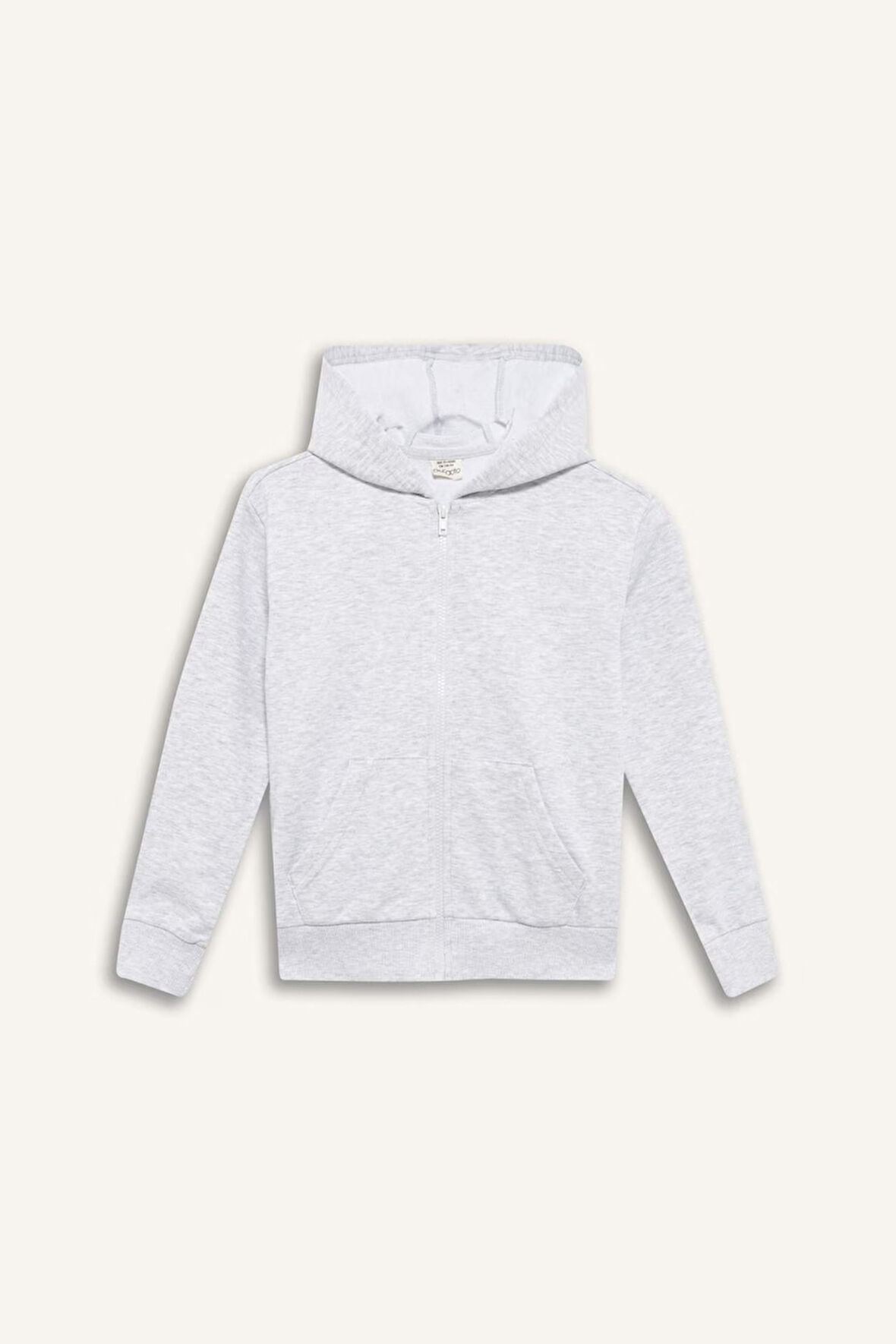 Kız Çocuk Basic Düz Kapüşonlu Okul Fermuarlı Sweatshirt