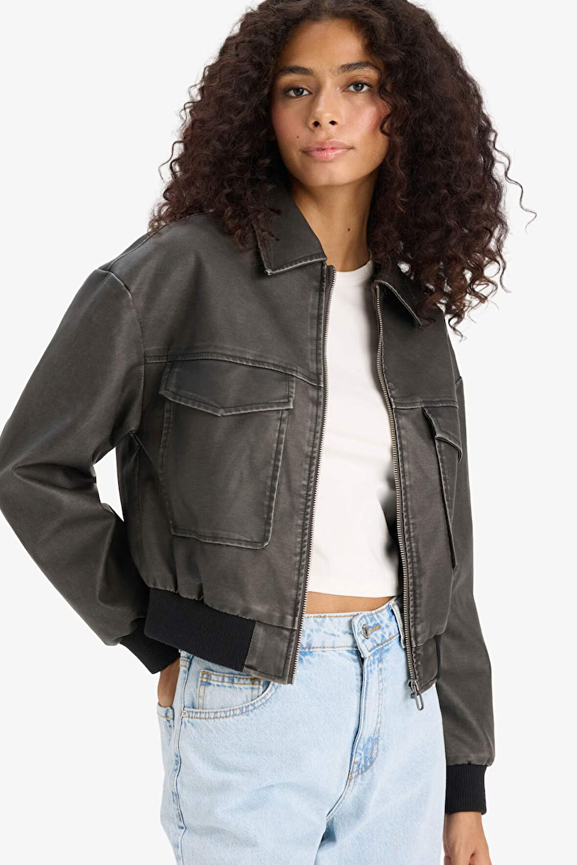 Polo Yaka Tafta Suni Deri Mont